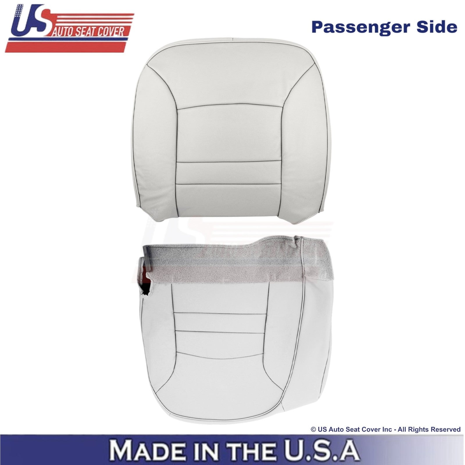 1998-2002 For Ford Crown Victoria Leatherette Passenger Side Seat Covers White