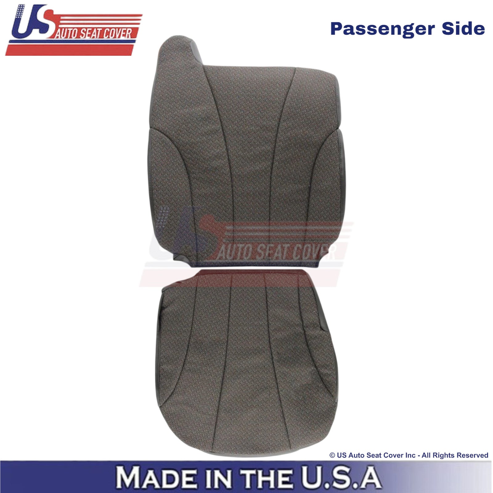 1999-2002 For Chevy Silverado 1500 Cloth Passenger Top & Bottom Seat Covers Gray
