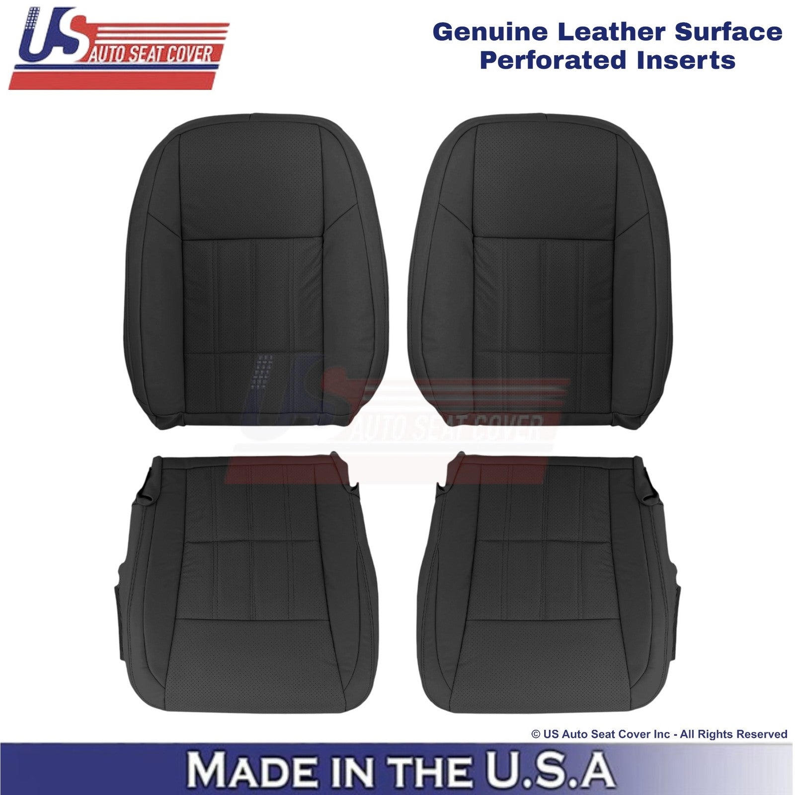 2016-2018 Fits Lexus ES 350 Genuine Leather Front Replacement Seat Covers Black