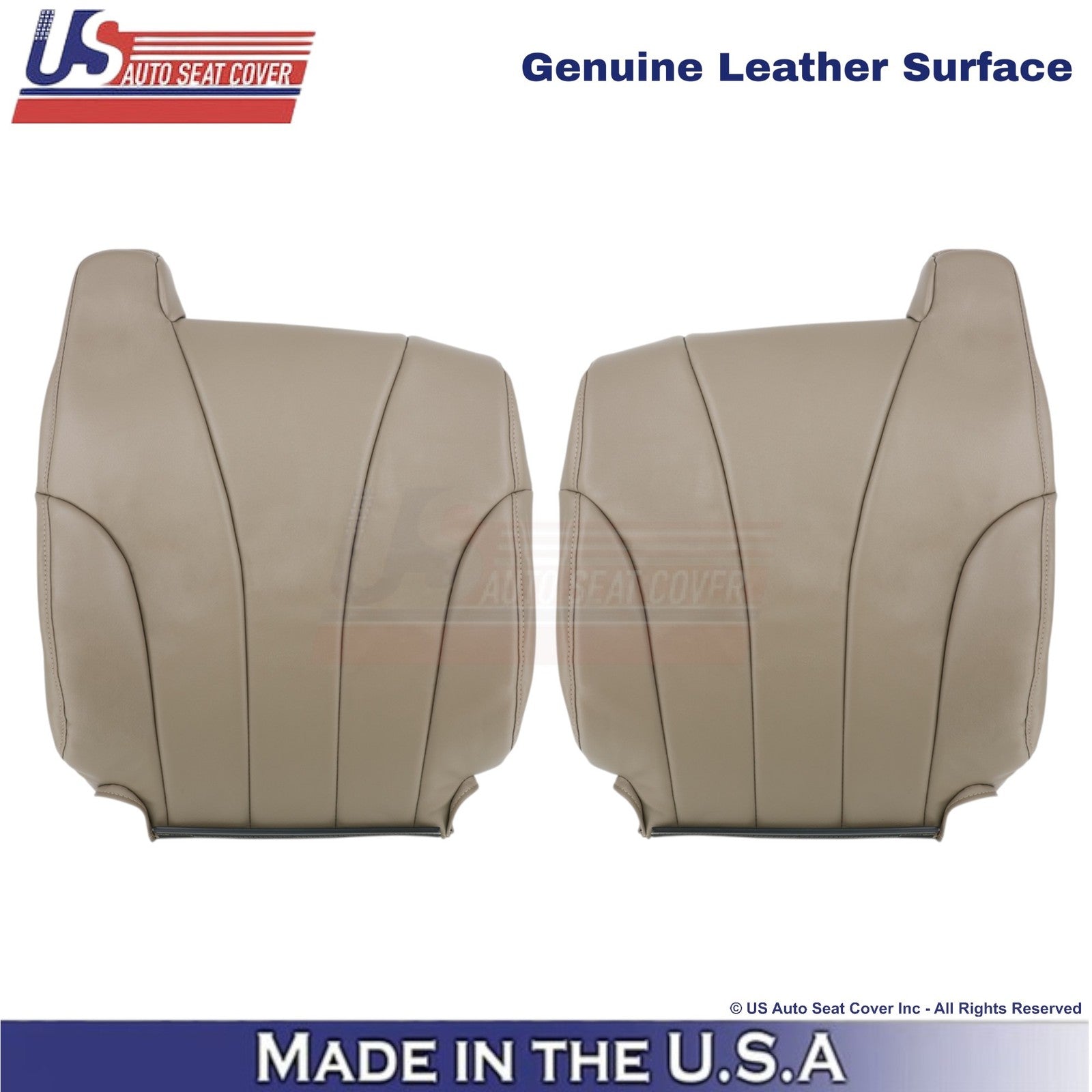 2001-2002 For Chevy Silverado W/T Leather Front Top Seat Covers Medium Neutral