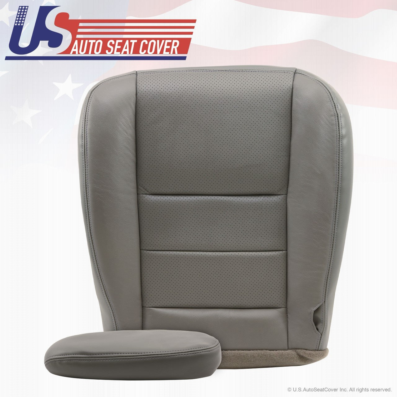2002 to 07 Ford F250 350 Lariat Driver Bottom Leather Seat Cover Gray Perforated