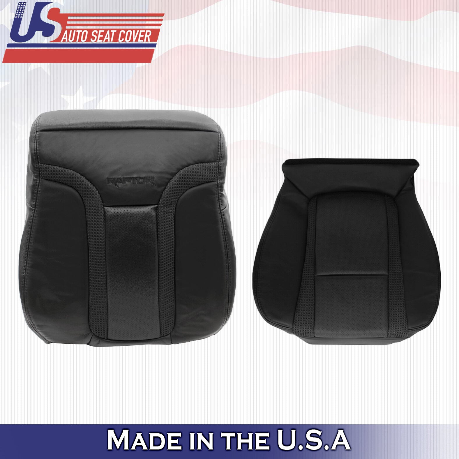 2010-2014 Ford F-150 Raptor SVT Front tops & Bottoms Leather seat covers Black