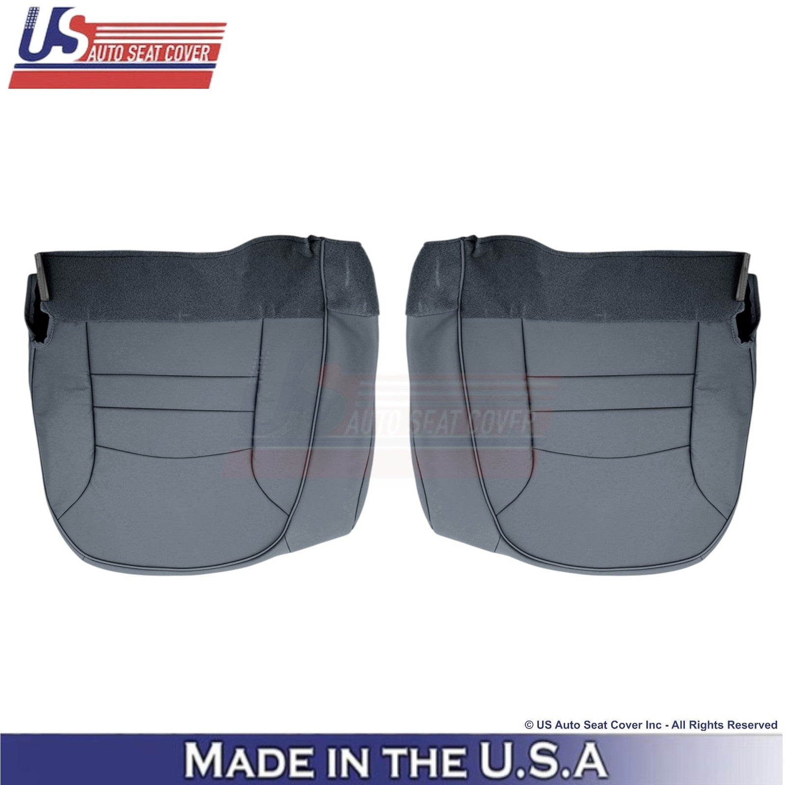 1998-2002 Fits Ford Crown Victoria Leatherette Front Bottom Seat Covers Gray