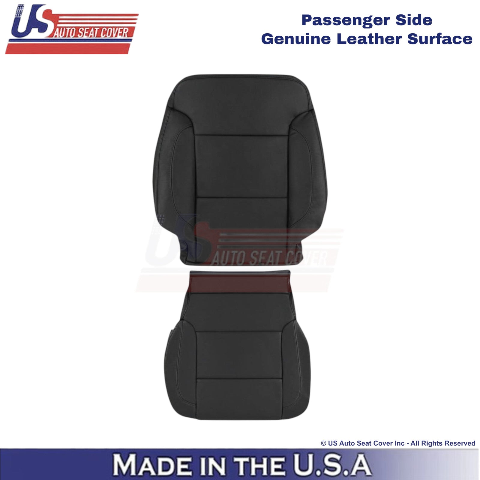 2014-2019 For Chevy Silverado 1500 LT Genuine Leather Passenger Covers Black
