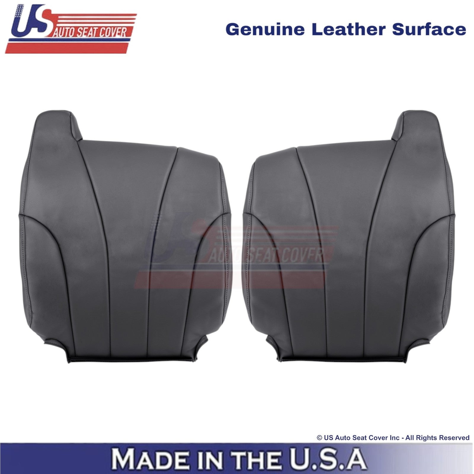 1999-2002 For Chevy Silverado W/T Genuine Leather Front Top Covers Dark Graphite