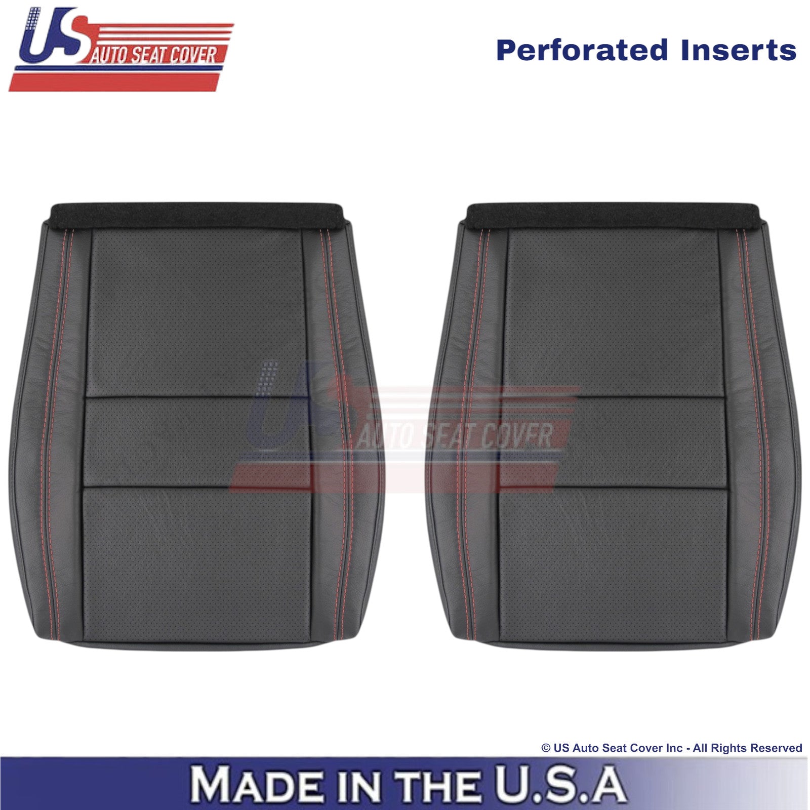 2011-2025 For Dodge Durango Genuine Leather Bottom Covers Black w/ Red Stitch