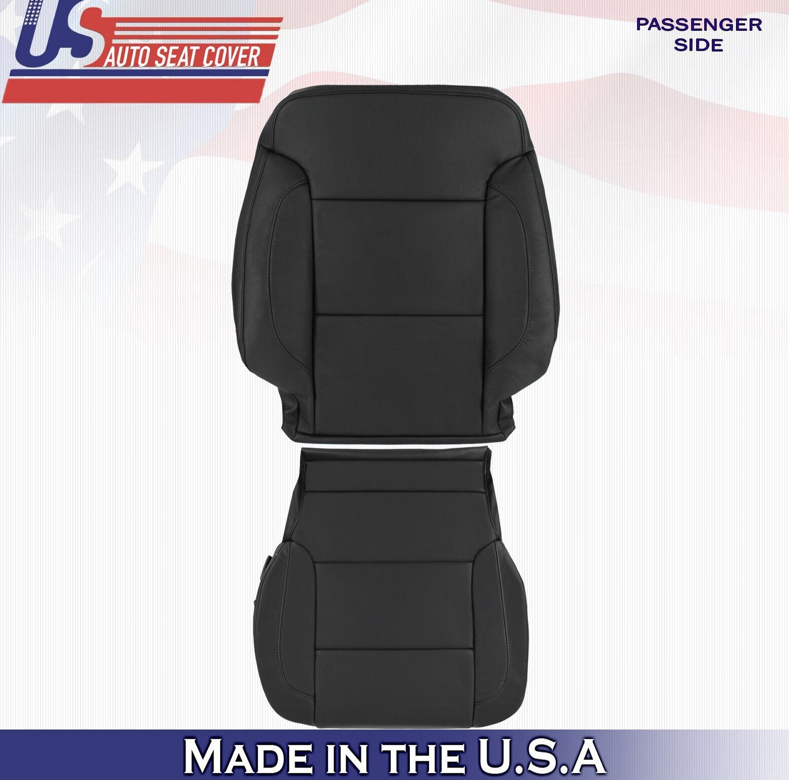 2017 For Chevy Silverado 2500 3500 Passenger Top Bottom Leather Seat Covers BLK