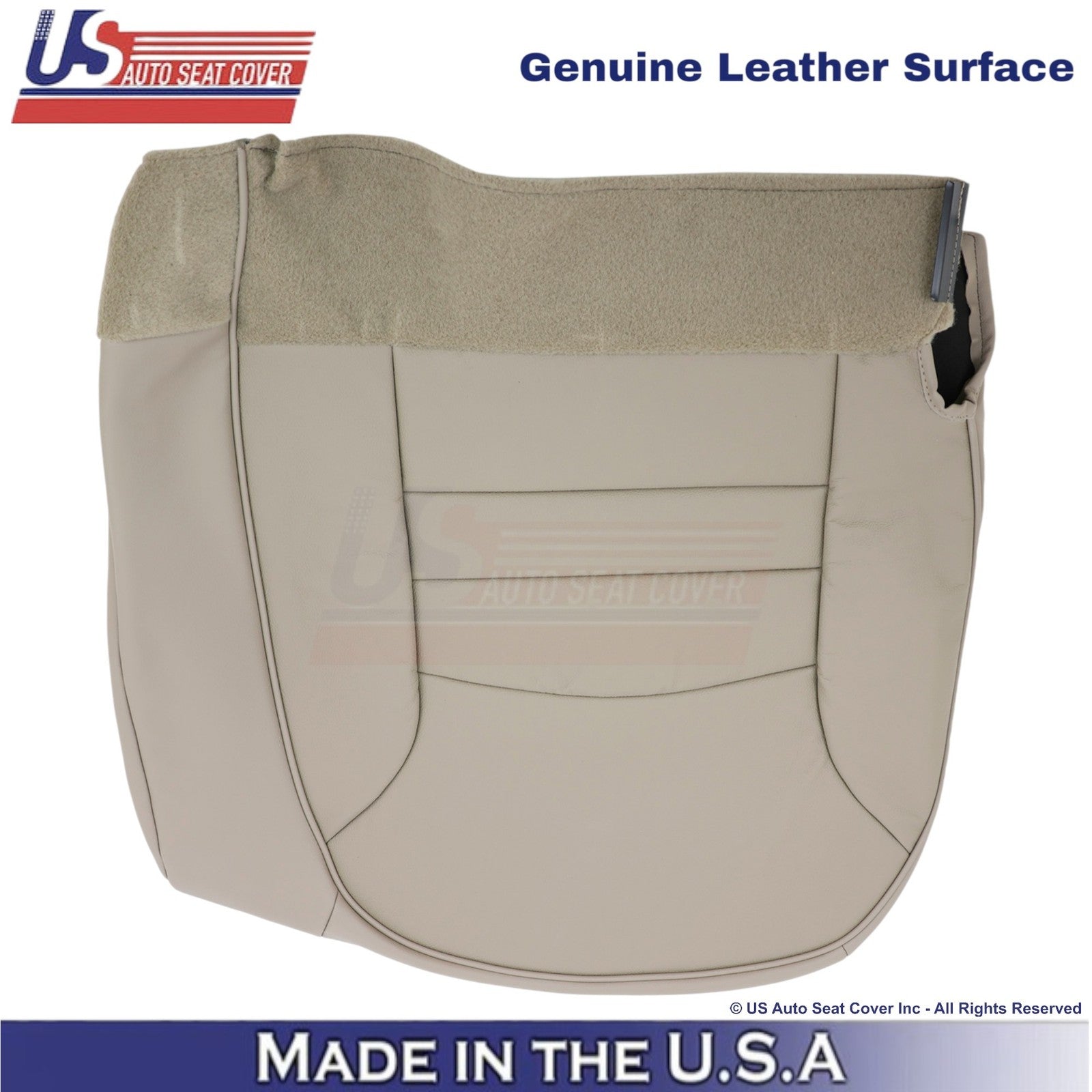 1998-2002 For Ford Crown Victoria Genuine Leather Driver Bottom Seat Cover Tan