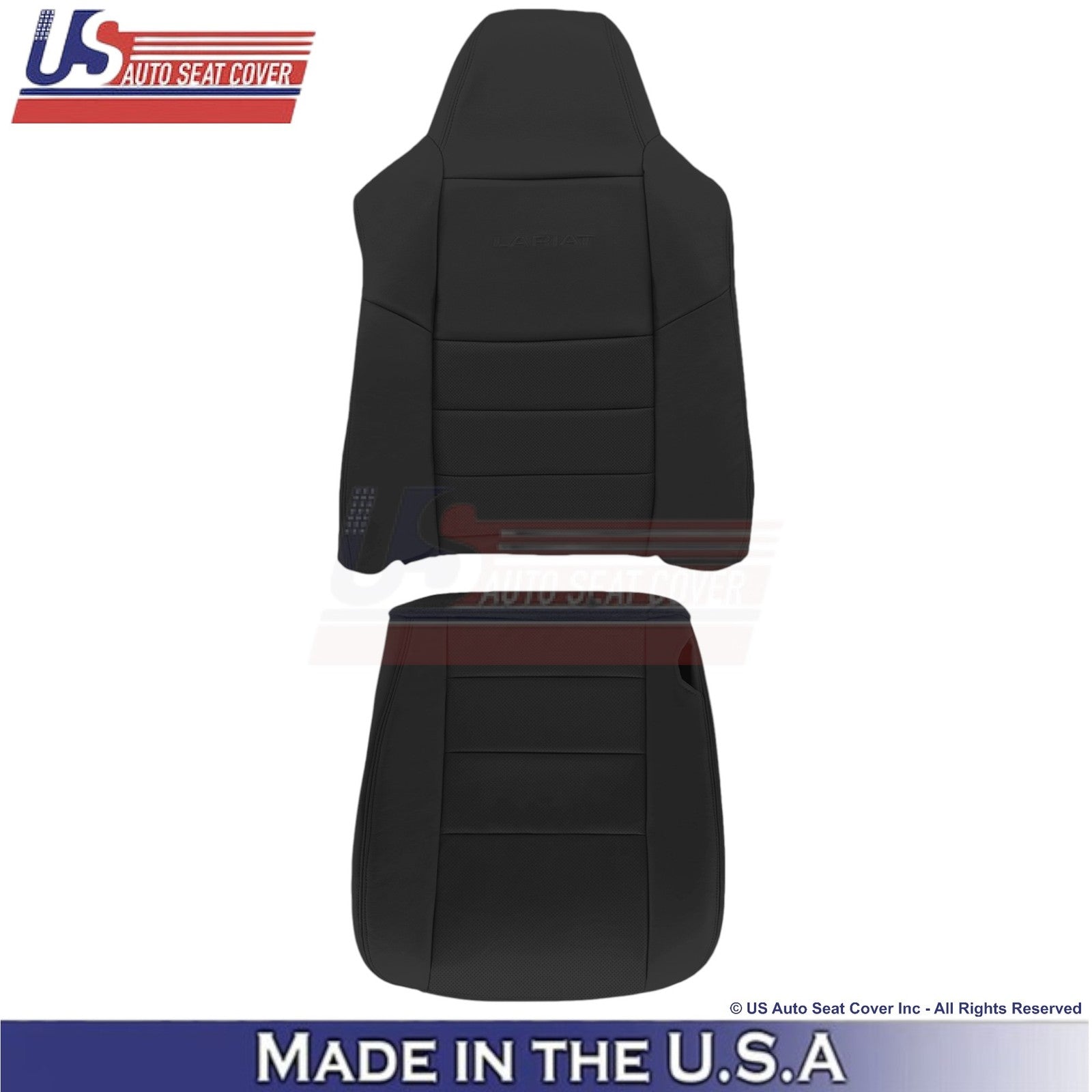 2004-2007 For Ford F250 F350 Lariat Leather Perf Driver Side Covers Black