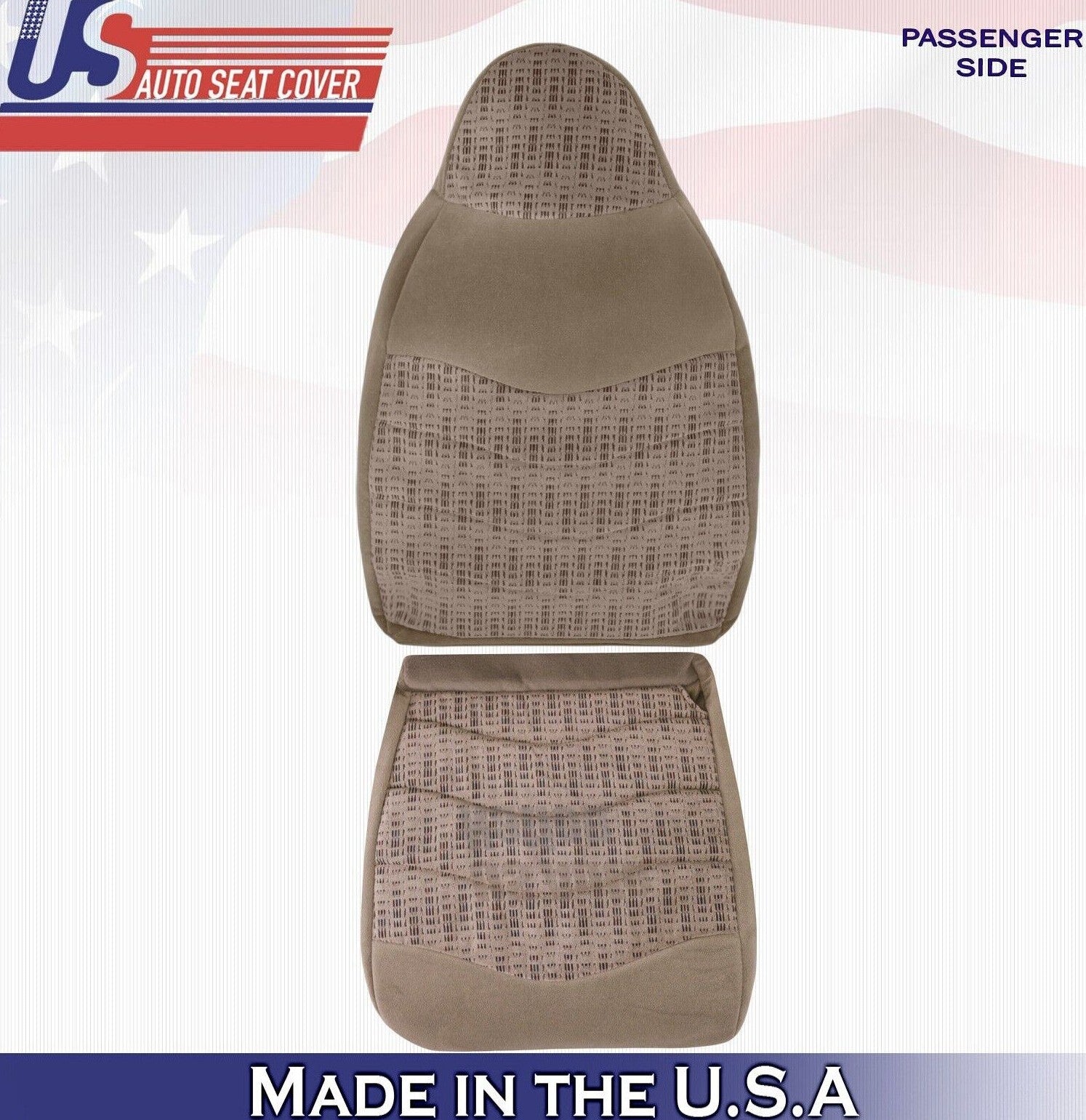 2000 For Ford F450 F550 XLT Passenger Side Top & Bottom Cloth Seat Covers Tan