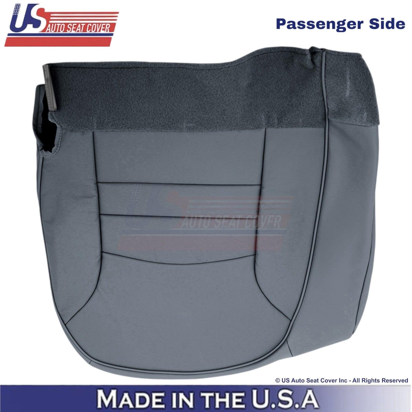 1998-2002 For Ford Crown Victoria Leatherette Passenger Bottom Seat Cover Gray