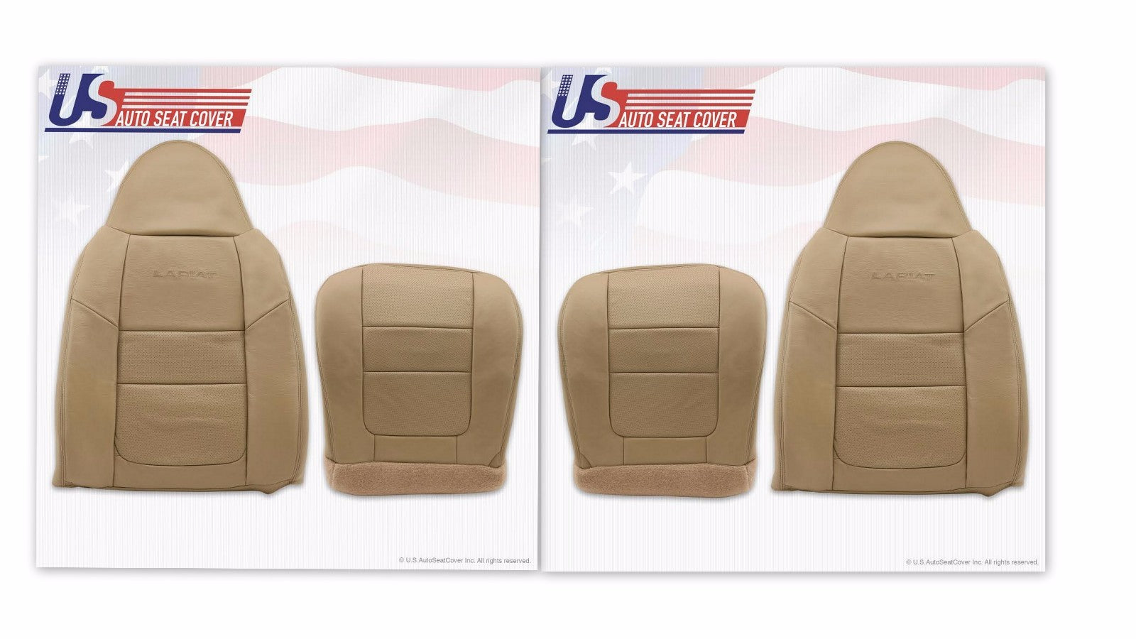 2001 Fits Ford F250 Lariat Front Bottoms & Tops Leather Covers Parchment Tan