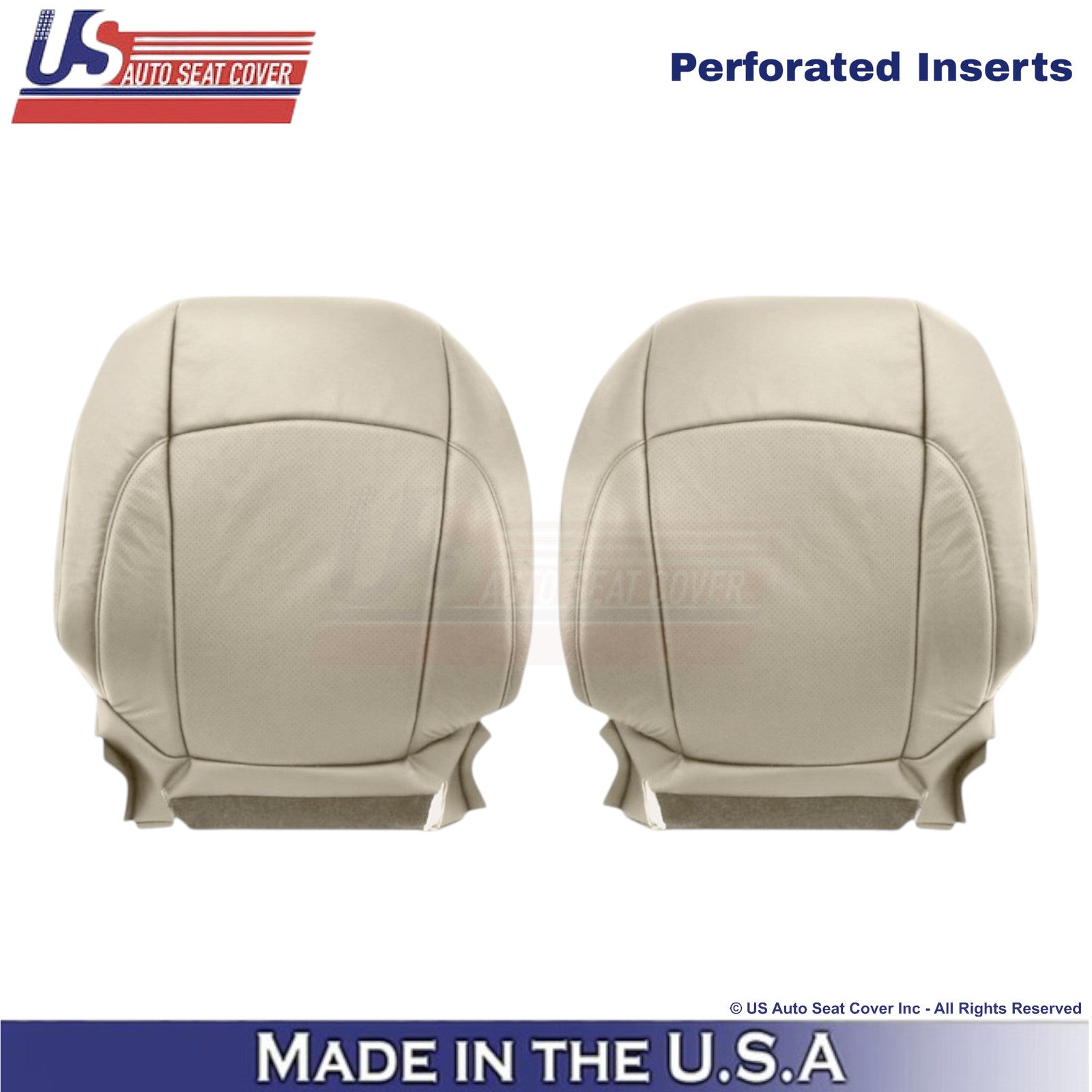 2007-2012 For Lexus ES350 Leatherette Perf. Front Top Seat Covers Parchment Tan