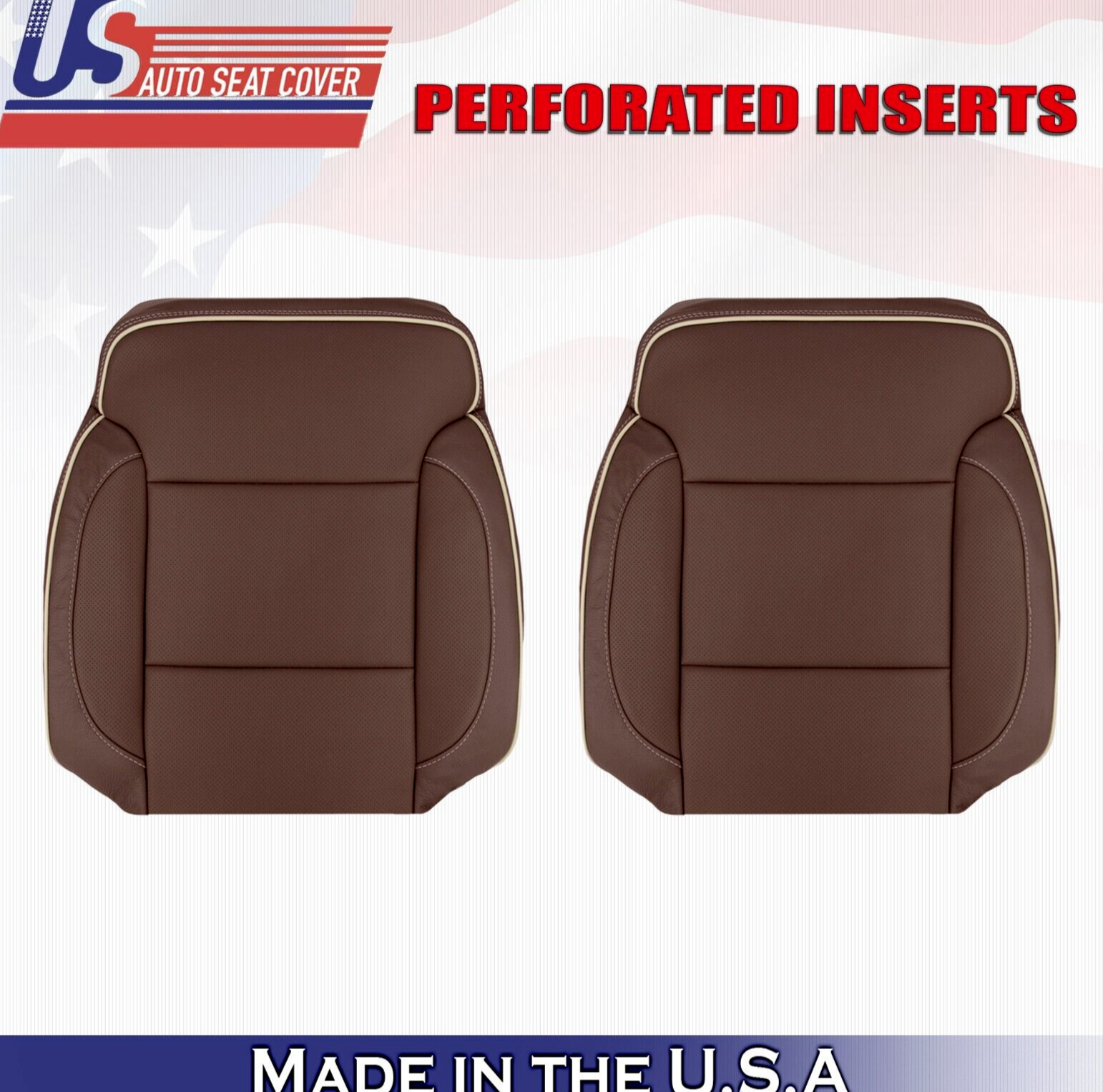 2018 For Chevy Silverado High Country Driver Passenger Top Leather Covers Brown