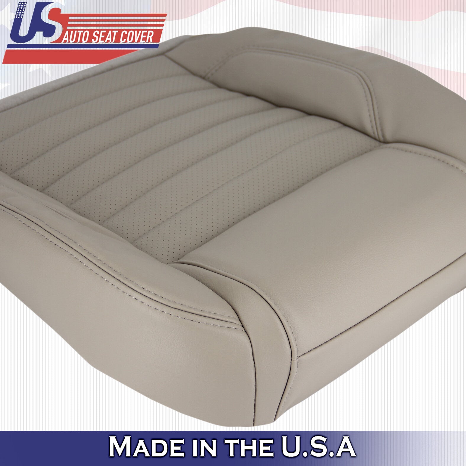 For 2012 2013 2014 Ford Mustang Driver Bottom Perforated Leather Seat Cover Tan
