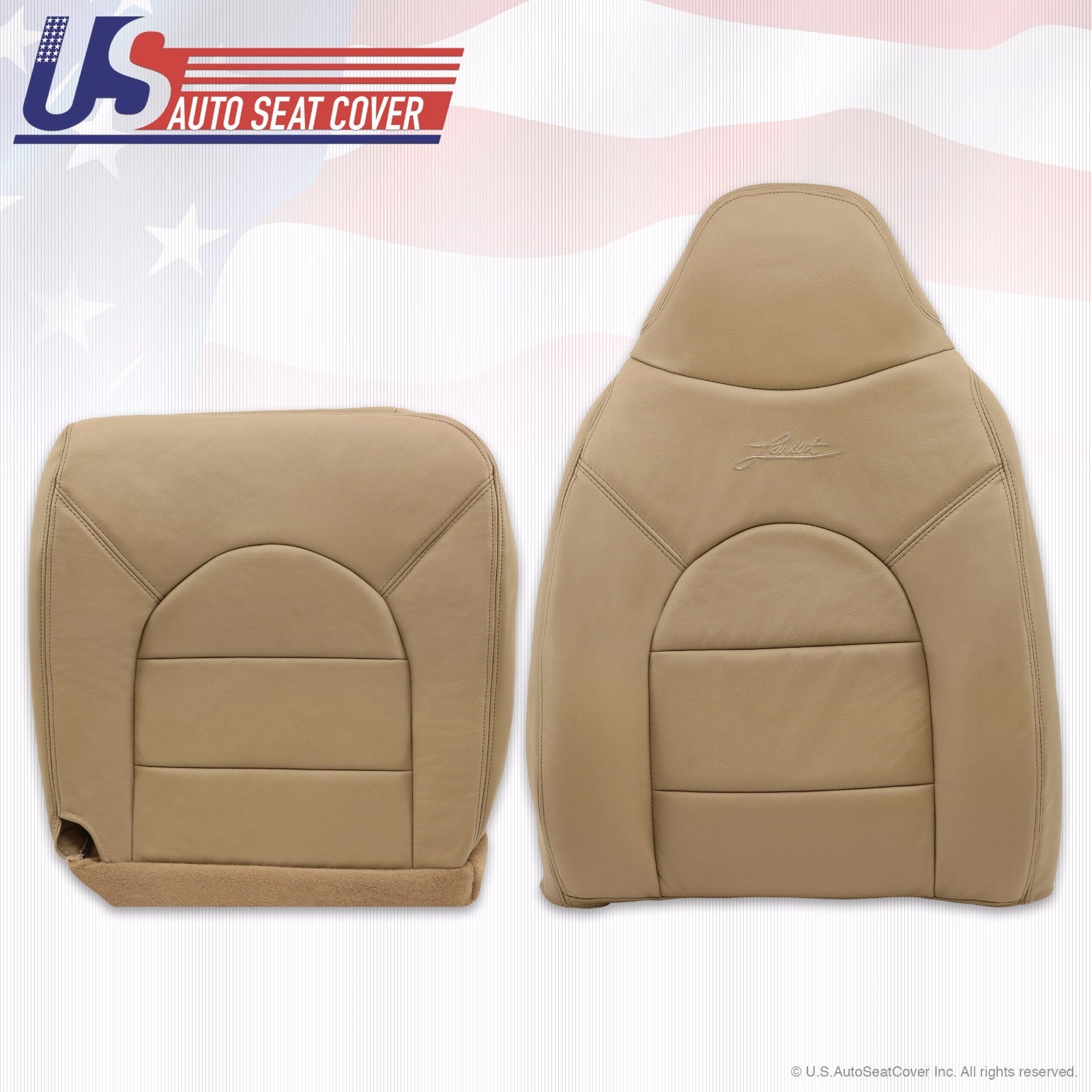 2000 Ford F250 F350 F450 Lariat Front 2x Tops 2x Bottoms Leather Seat Covers tan