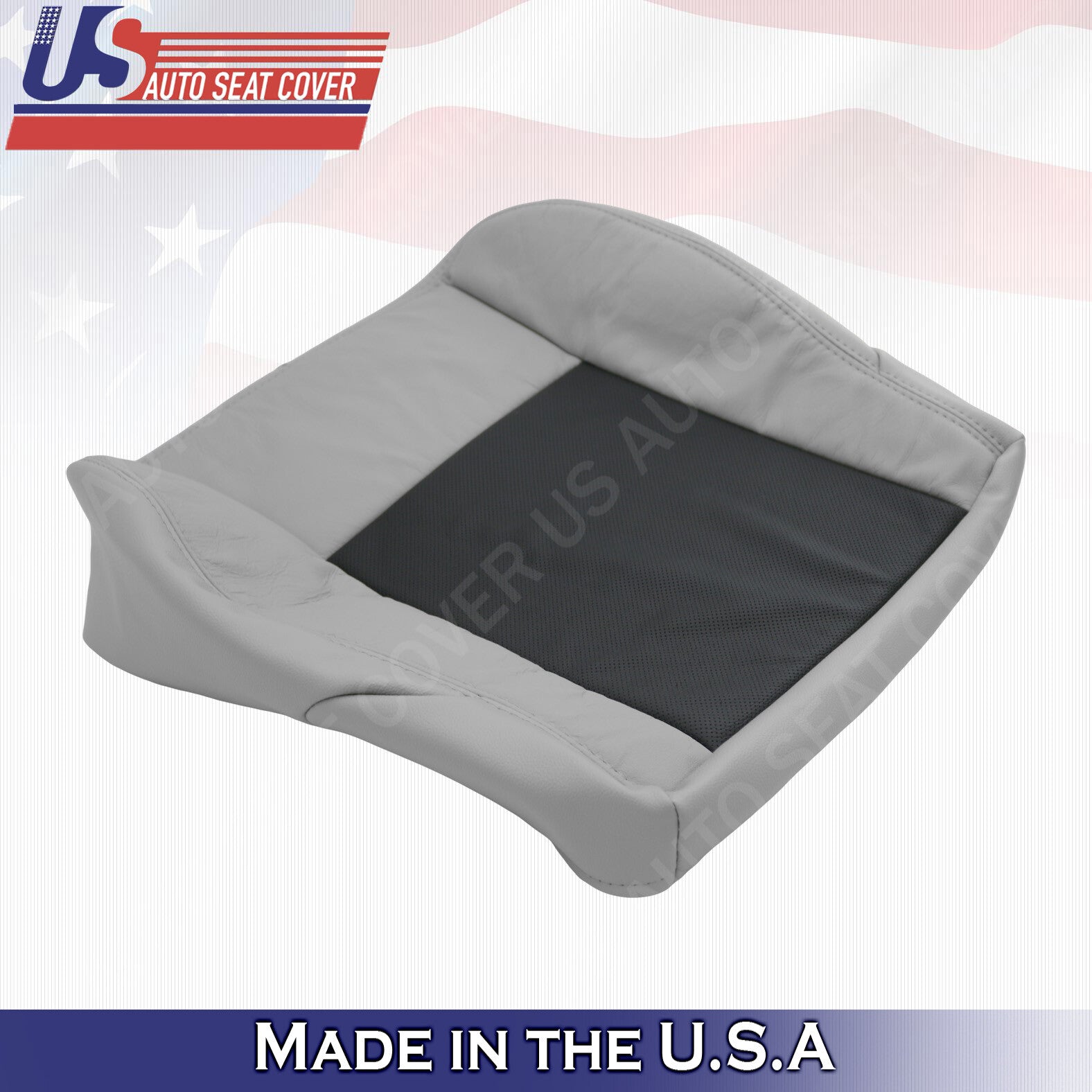 PASSENGER Bottom Perforated Leather Seat Cover 2003 2007 Cadillac CTS Blk & Gray