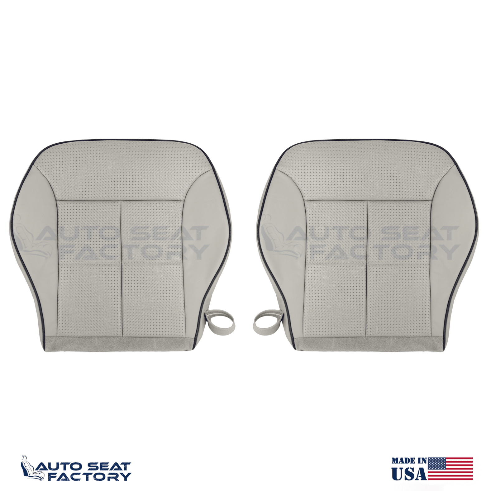 Fits 2007 - 2010 Lincoln MKX Front Perf. Bottom Gray Leather Seat Covers +Piping