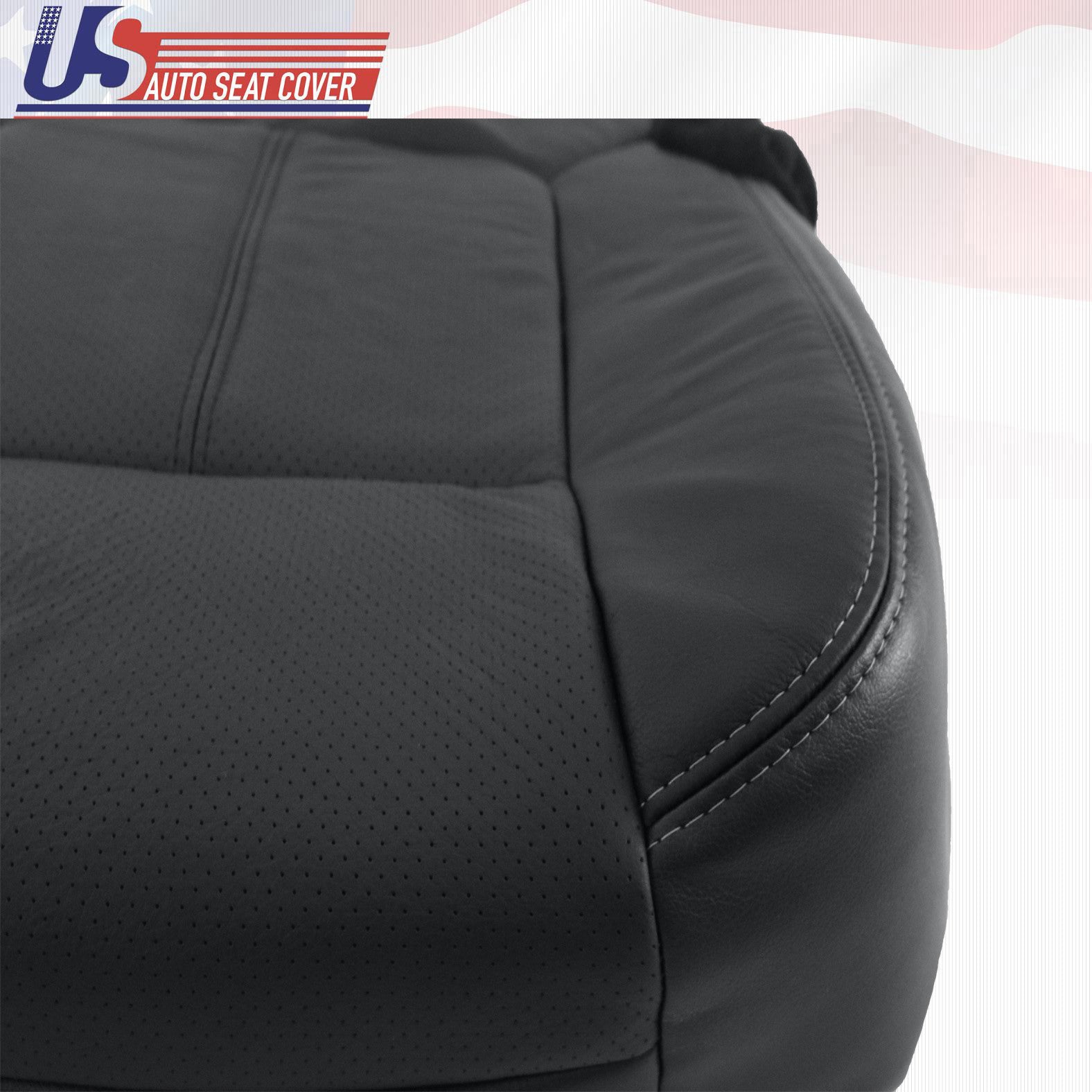 2015 2016 Ford F450 F550 Lariat Driver Bottom Perforated Leather Seat Cover Blk