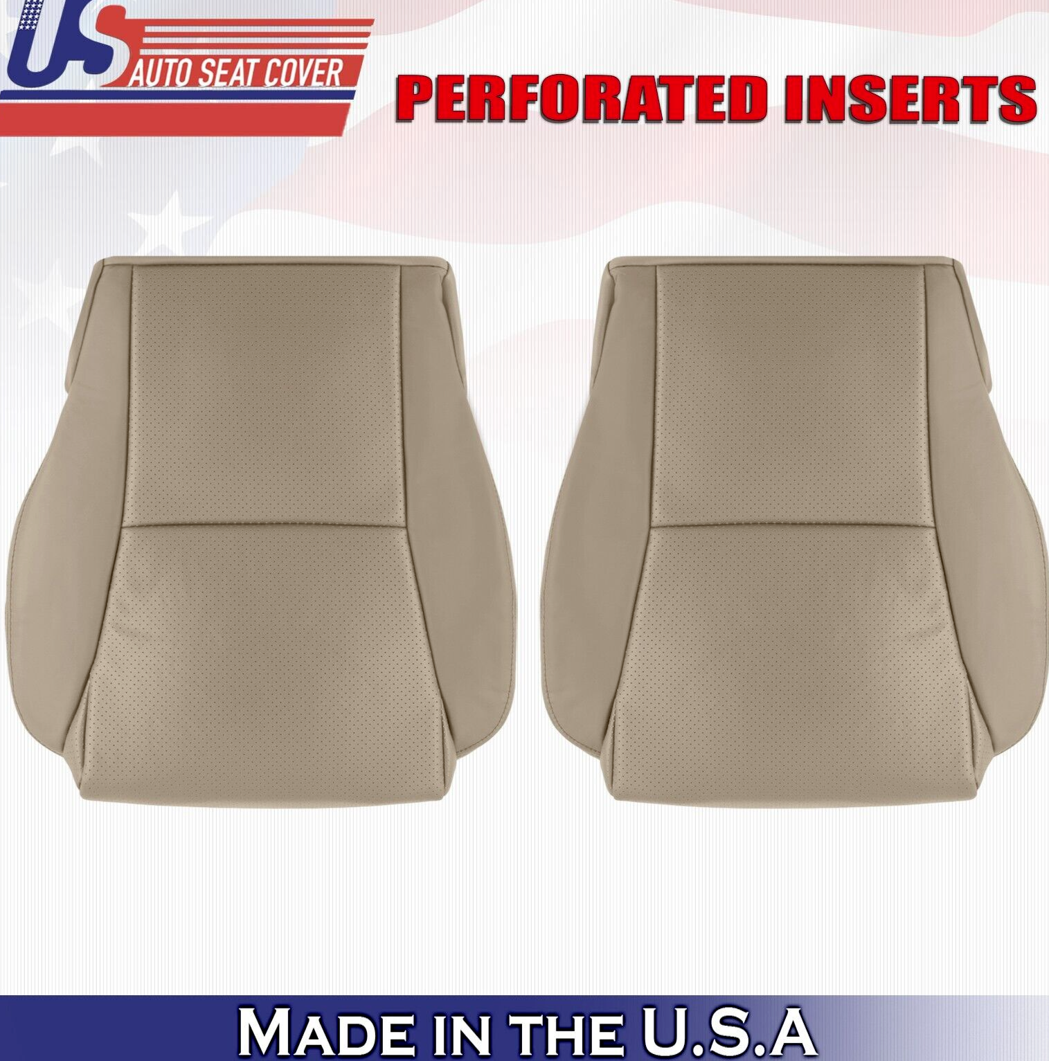 2007 For Toyota Solara Convertible Driver & Passenger Bottom Leather Covers Tan