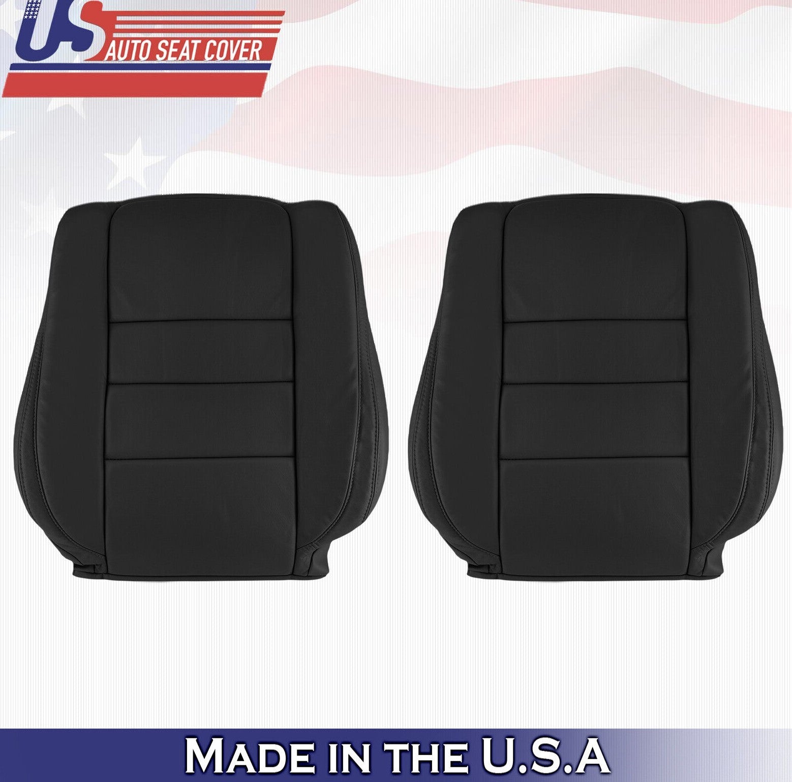 2010 2011 2012 For Honda Accord Driver & Passenger Top Leather Seat Covers BLK