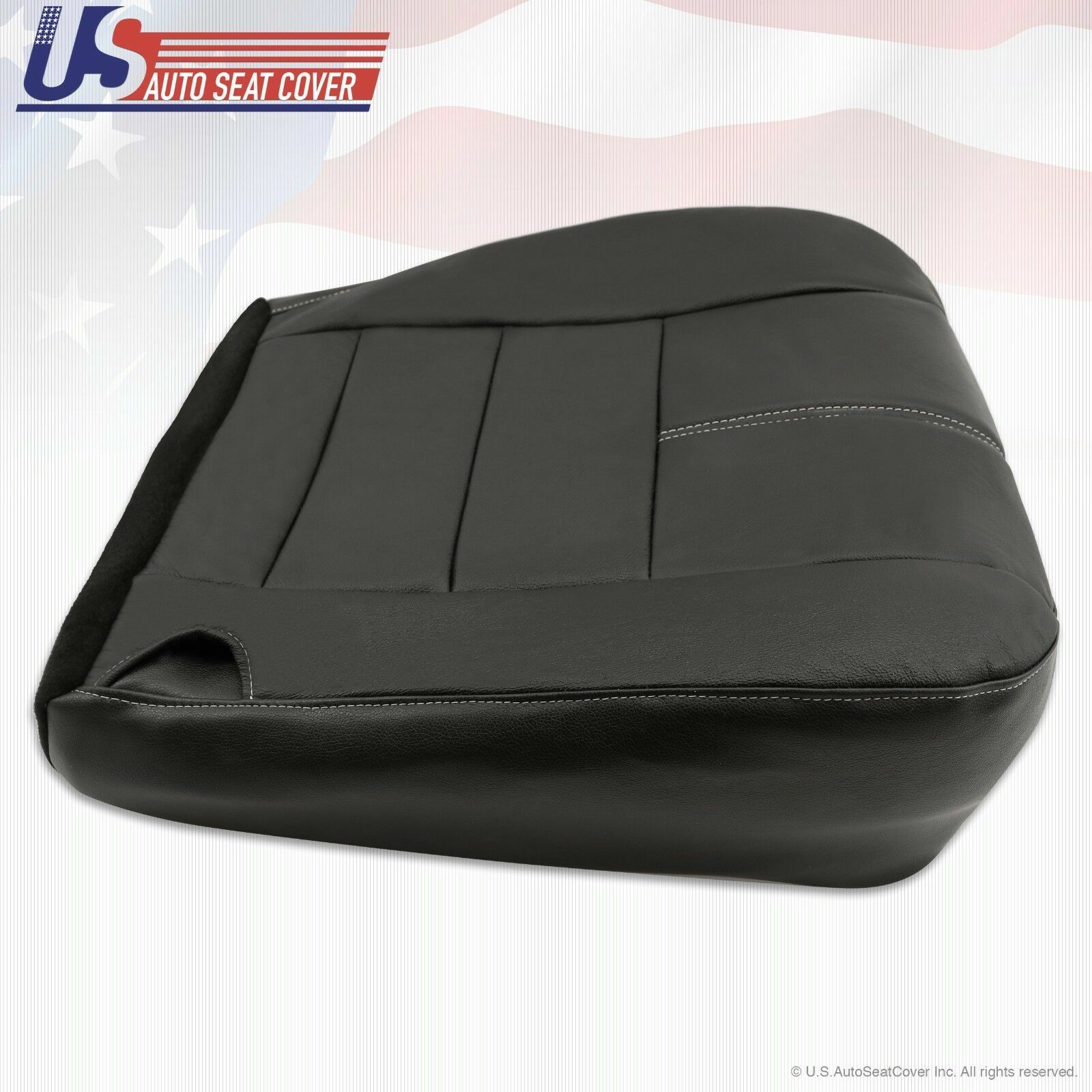 08'-09'-10' Ford F250 Driver Bottom Leather Seat Cover and Foam Seat Cushion-Blk