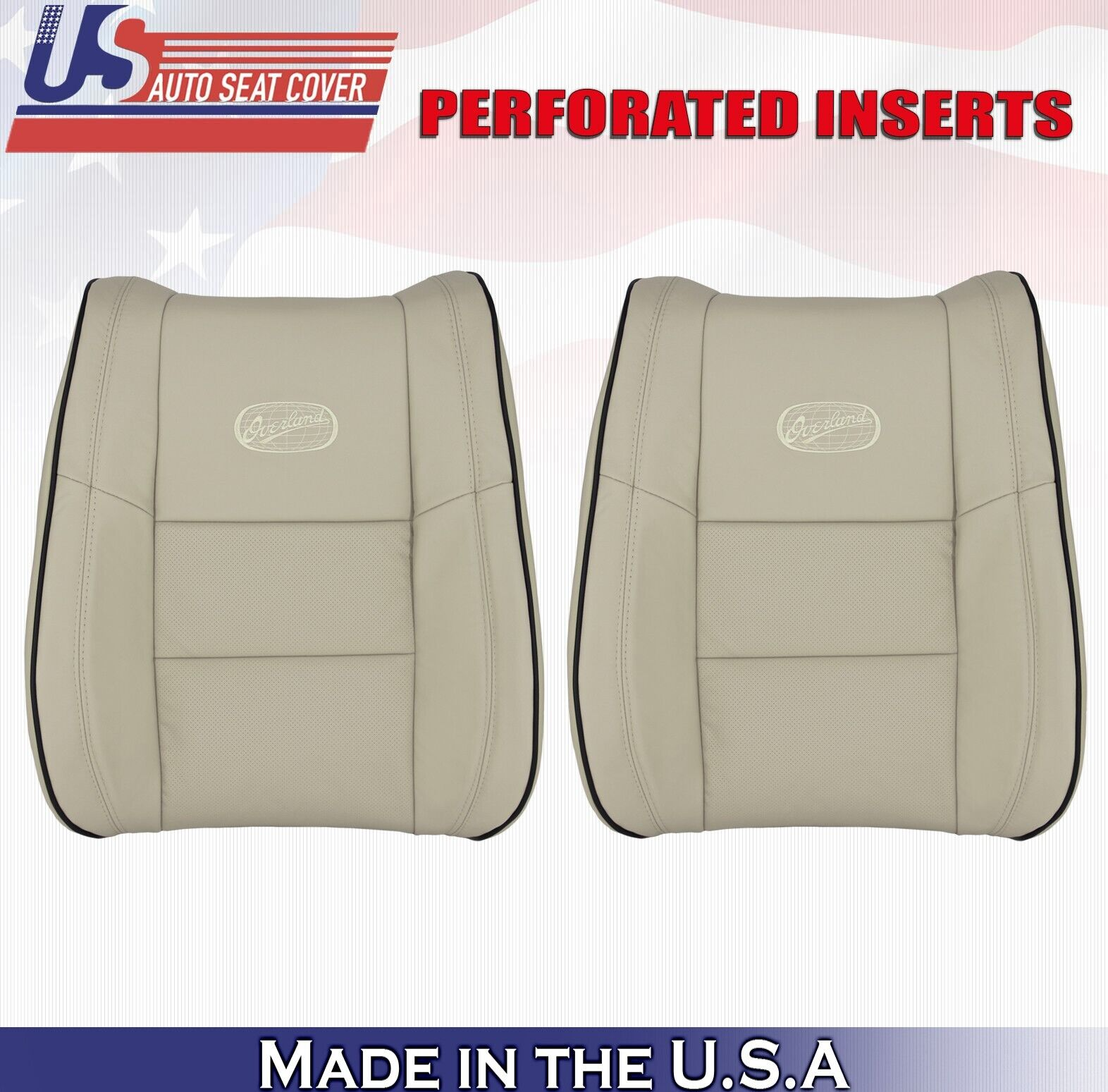 2019 Fits Jeep Grand Cherokee OVERLAND Driver & Passenger Top Leather Covers Tan
