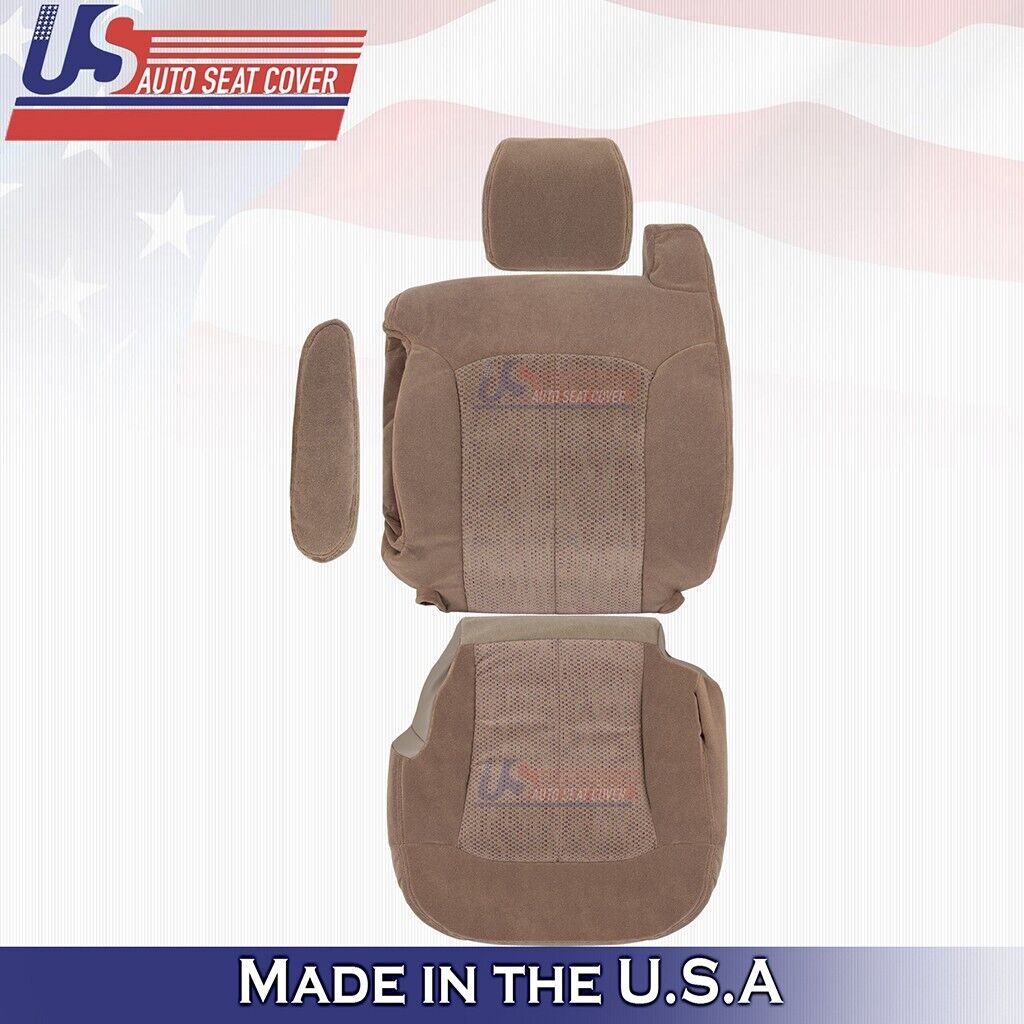 1999 For Chevy Silverado Driver Top/Bottom/Headrest/Armrest Cloth Cover Dk Tan