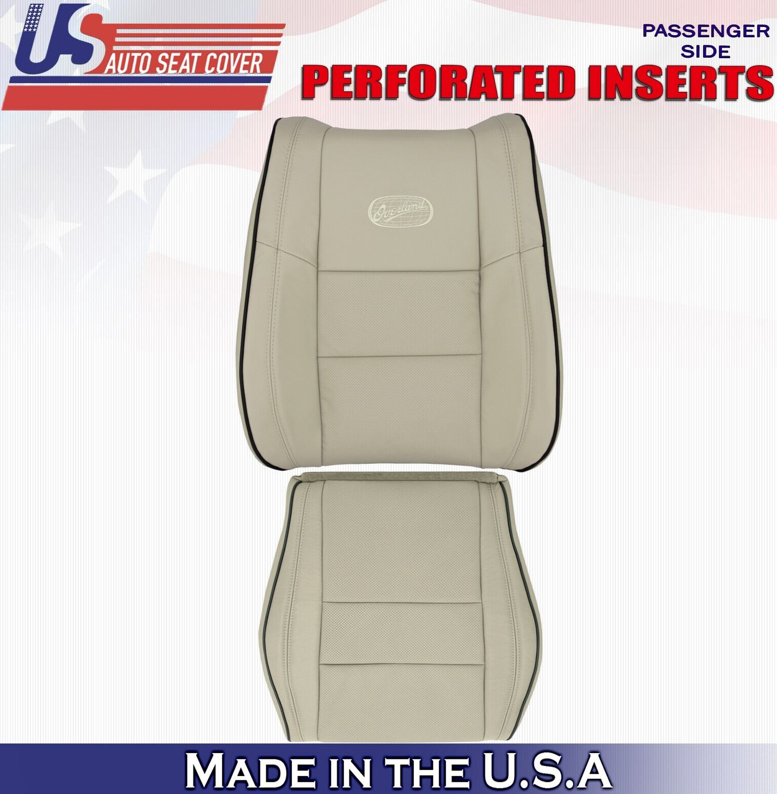 2013 For Jeep Grand Cherokee OVERLAND Passenger Top & Bottom Leather Covers Tan