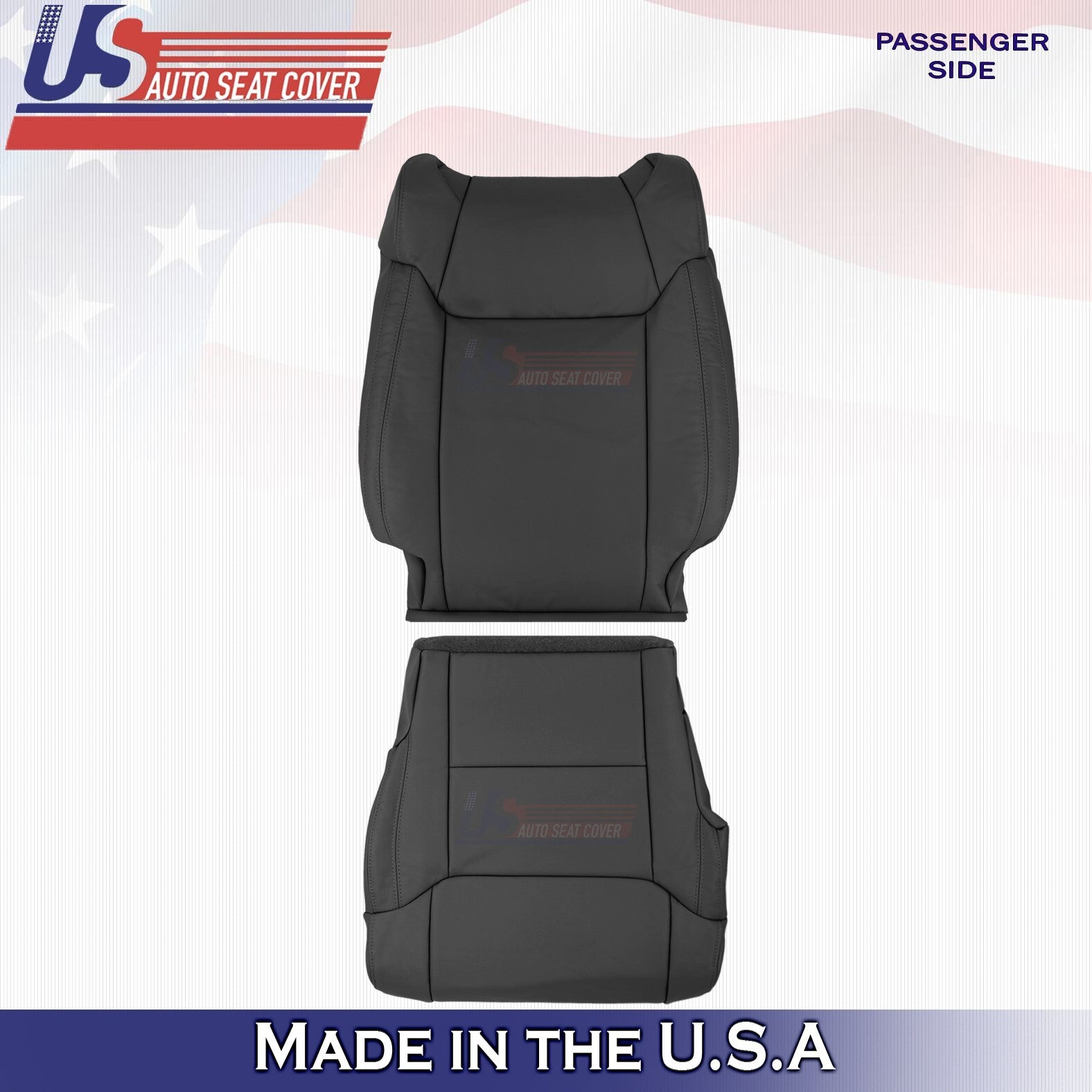 2014 to 2018 For Toyota Tundra Passenger Top & Bottom Leather Seat Covers BLACK
