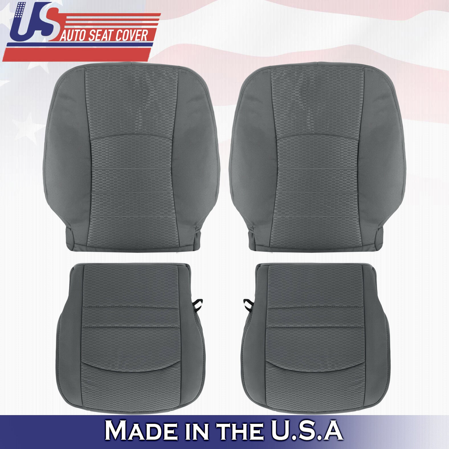 2013 to 2018 For Dodge Ram 1500 SLT 2x Top & 2x Bottom Cloth Seat Covers Gray