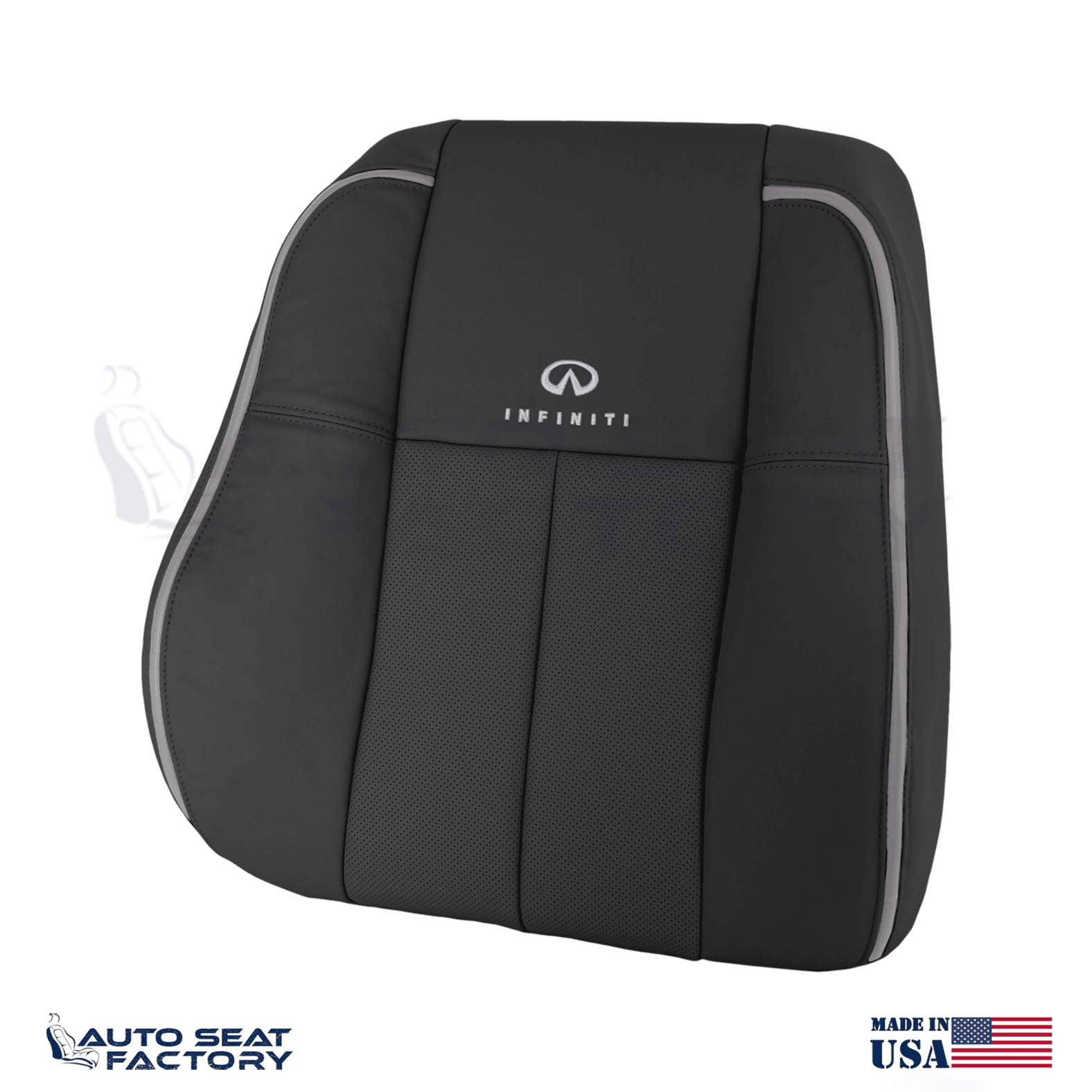 Fits 2006 -2010 Infiniti M45 M35 PASSENGER Top Black Leather Seat Cover, Perf.