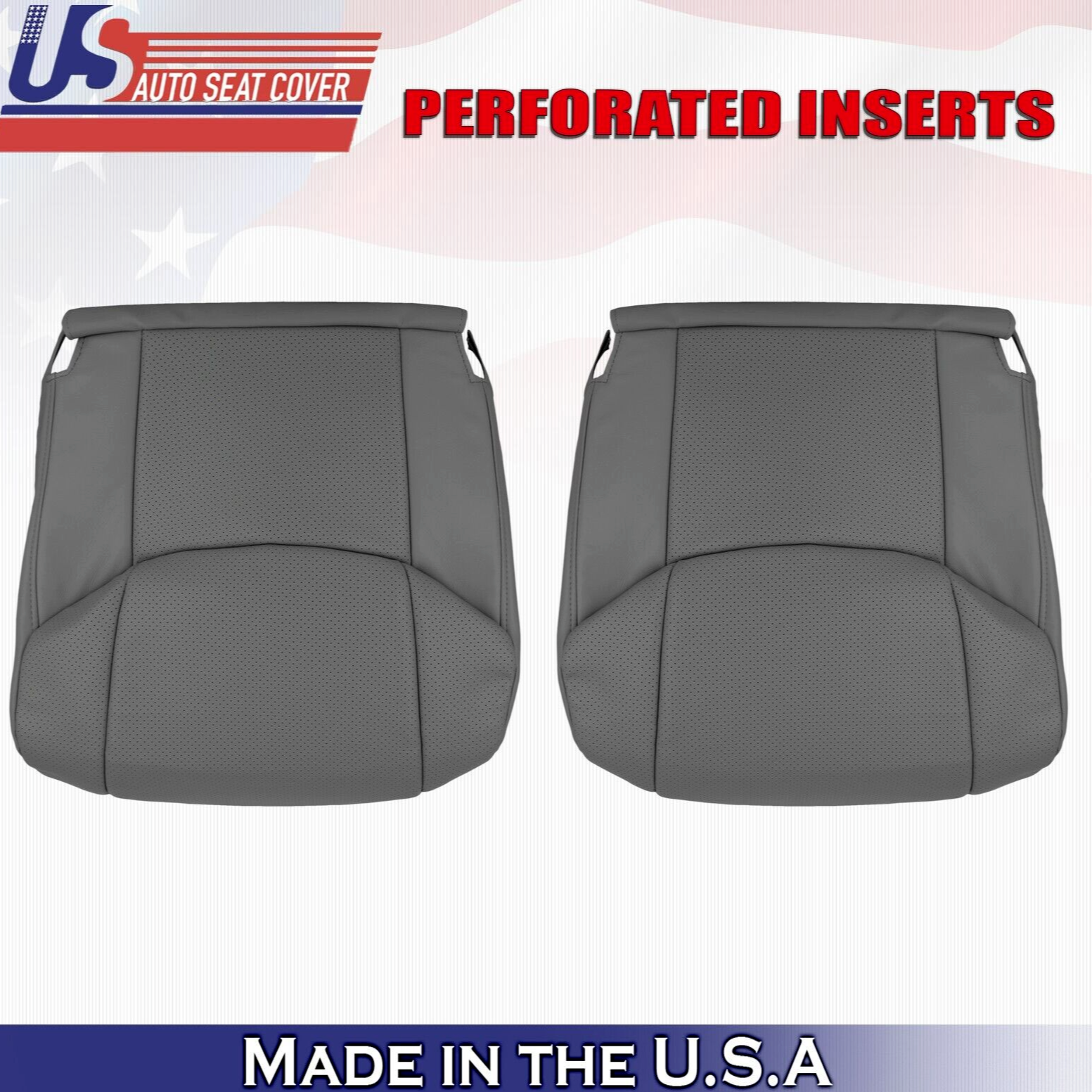 2008 For Toyota Avalon Driver & Passenger 2x Bottom Perf Leather Covers Graphite