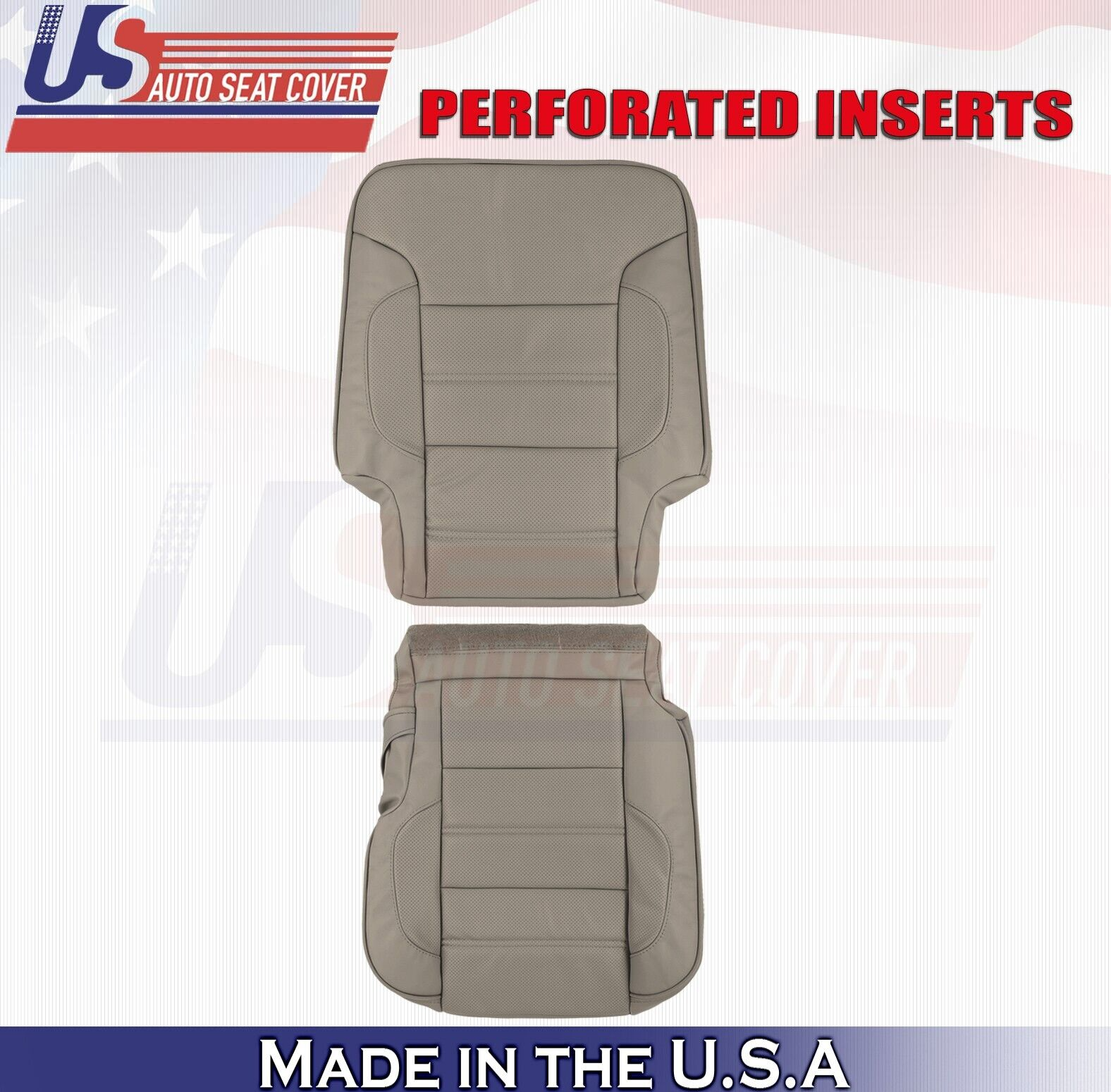 2017 For GMC Sierra Denali 2nd Row Driver Top & Bottom Leather Seat Covers Tan