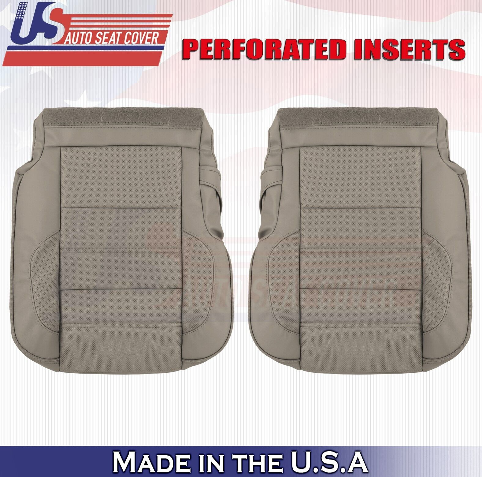 2015 For GMC Sierra Denali Rear Driver Passenger Bottom Leather Seat Covers Tan