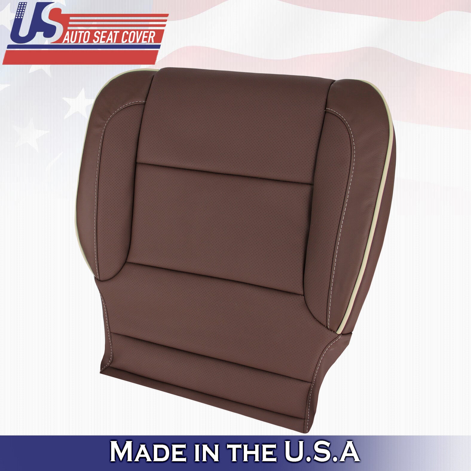 2017 For Chevy Silverado High Country 2 Top & 2 Bottom Leather Seat Covers Brown