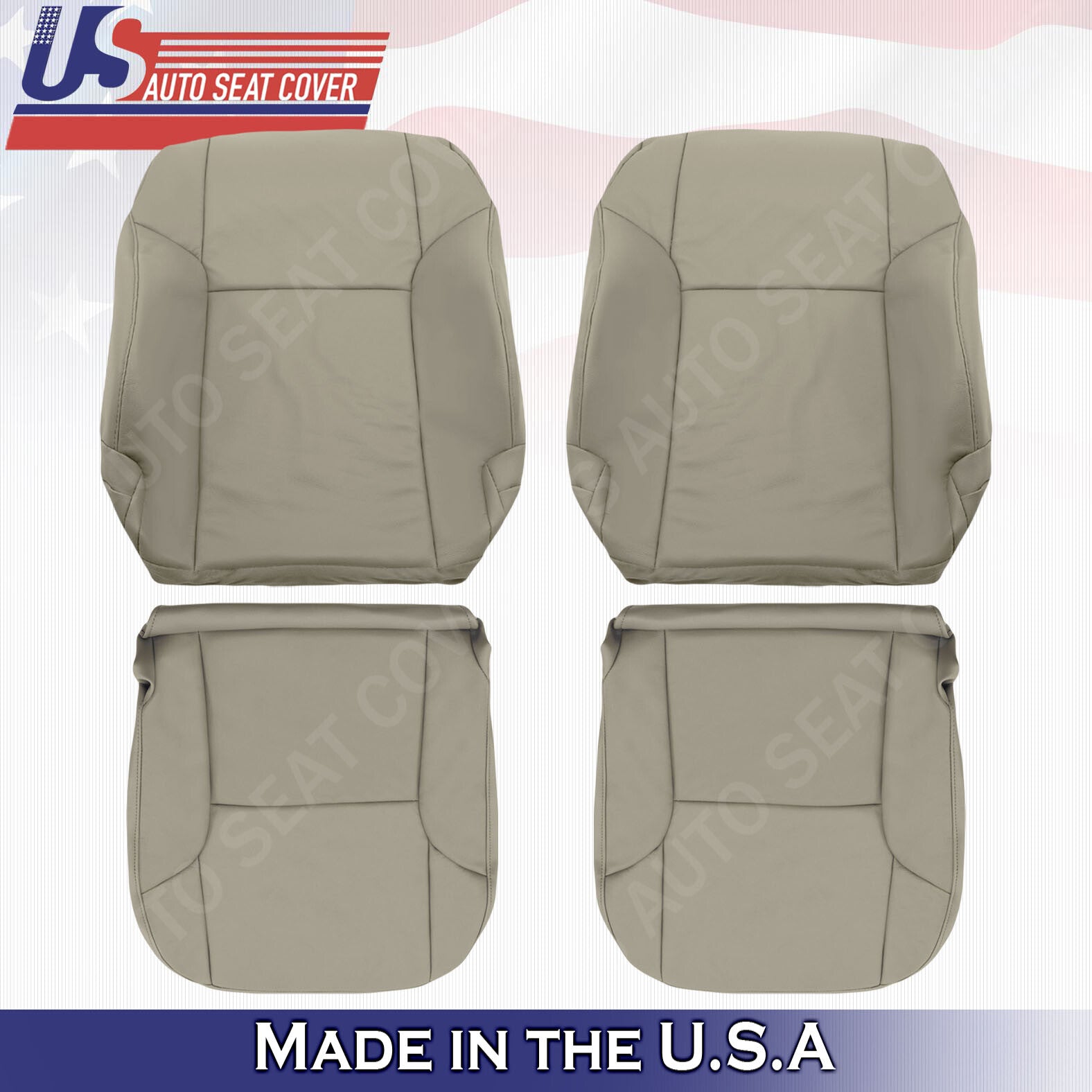 Fit 2003 to 2009 Toyota 4Runner SR5 Front Set Tops & Bottoms Leather Cover Taupe