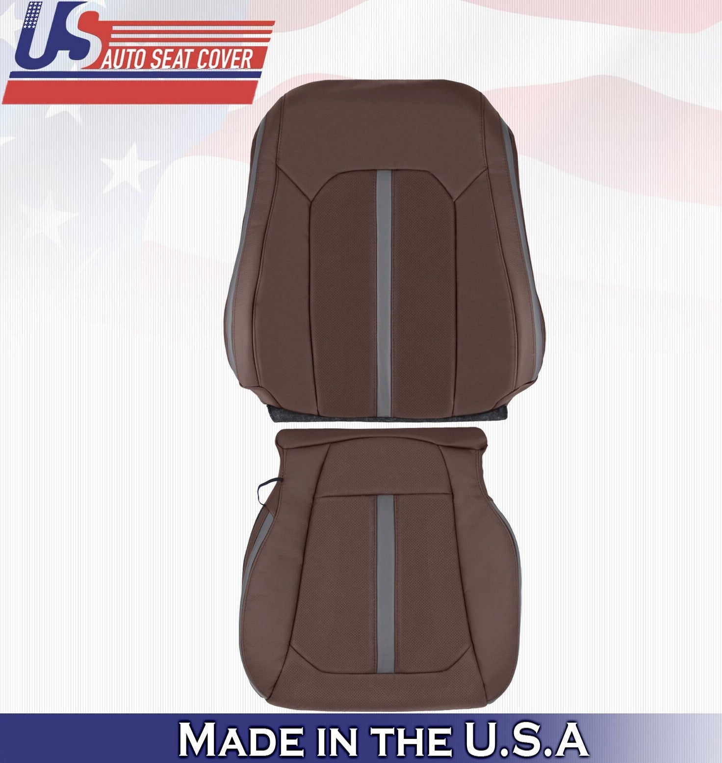 2019 For Ford F150 Platinum Passenger top & Bottom Leather Seat Covers Brown
