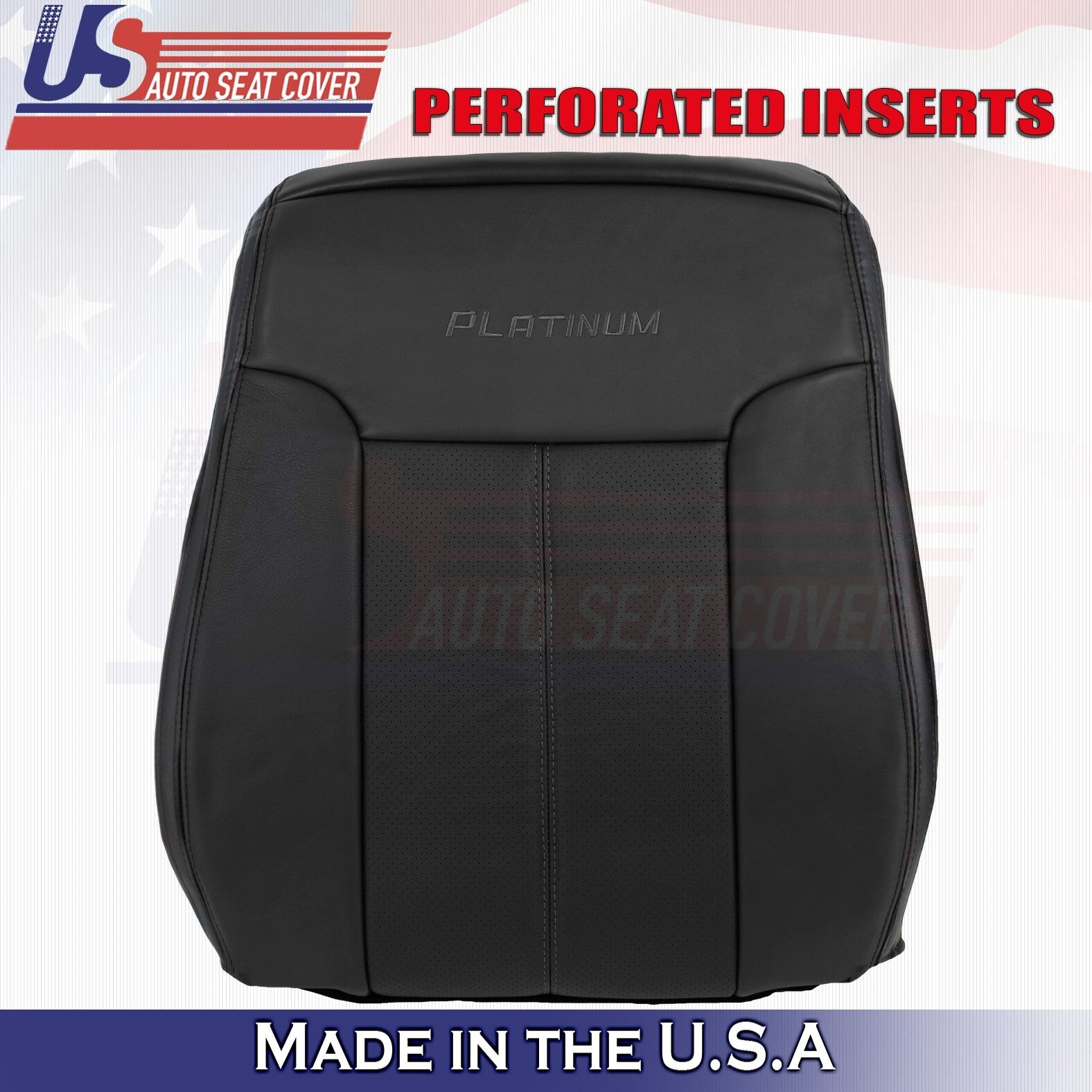 2013 to 2016 For Ford F450 F550 Platinum Driver Passenger Top Leather Covers BLK