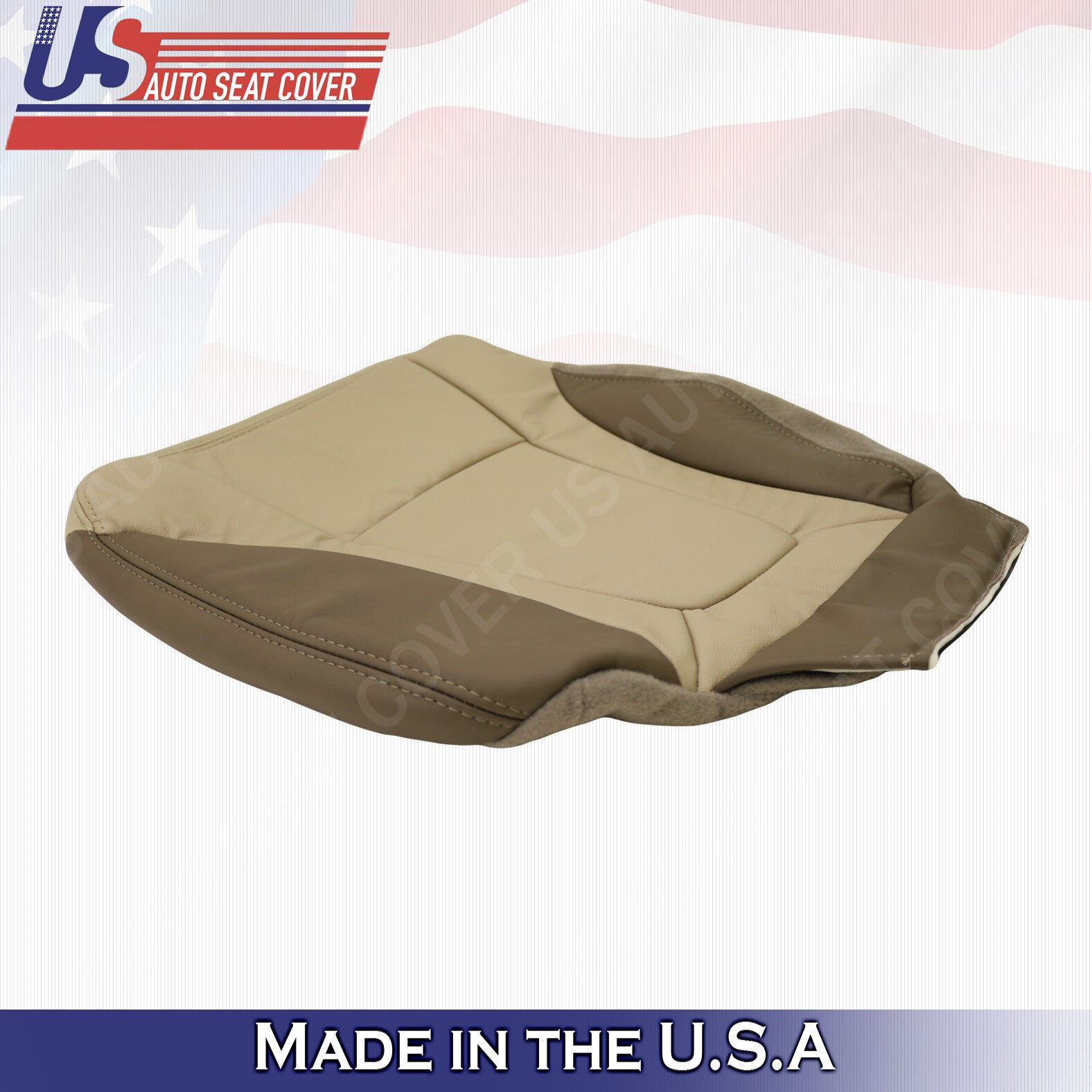 2002 - 2004 Chevy Trailblazer Front Driver Bottom Leather Seat Cover 2-Tone Tan