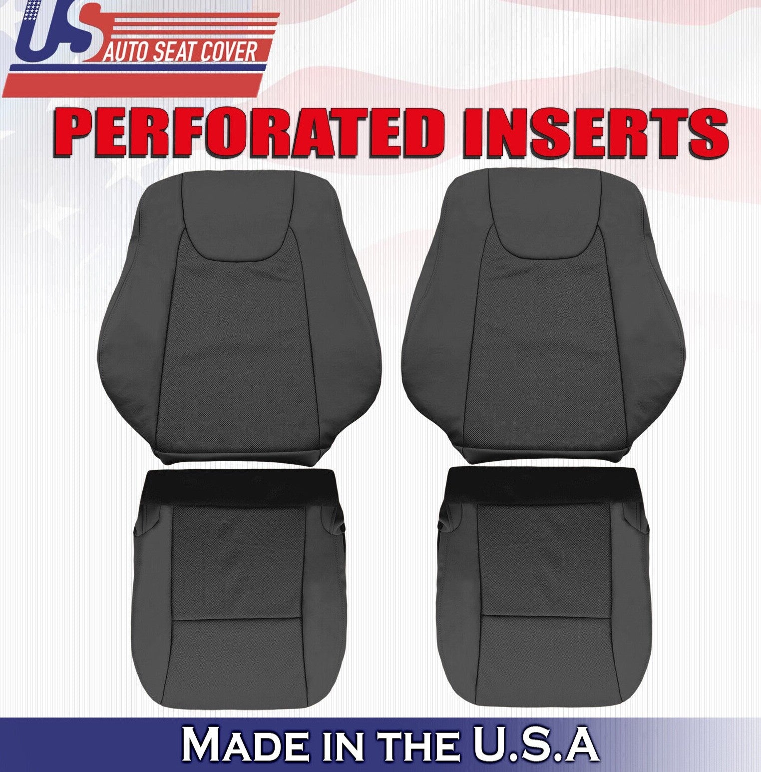 2010 to 2015 For Lexus RX450H 2 Top 2 Bottom Perforated Leather Seat Covers BLK