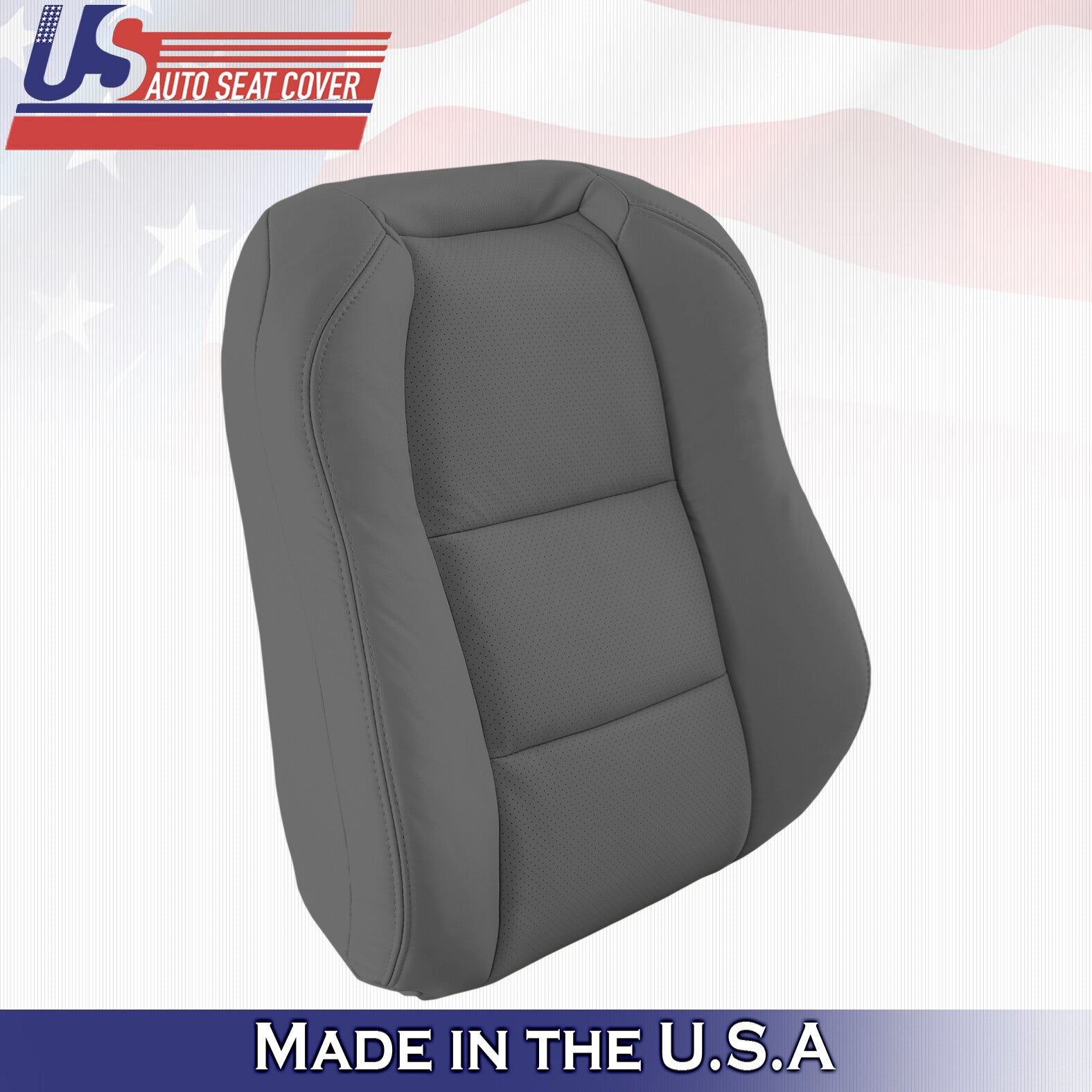 2004 Fits Acura TL Driver Passenger Top & Bottom Perforated Leather Covers Gray