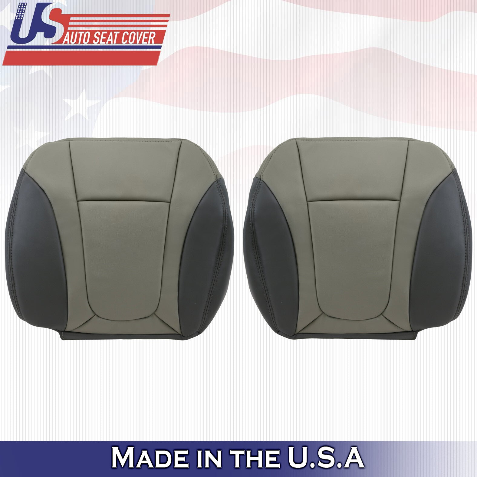 For 2002 to 2004 Chevy Trailblazer FRONT BOTTOMS Leather Seat Cover 2-Tone Gray