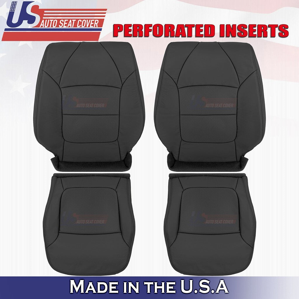 2002 2003 For Acura TL Type-S Driver & Passenger Bottom Top Leather Cover Black