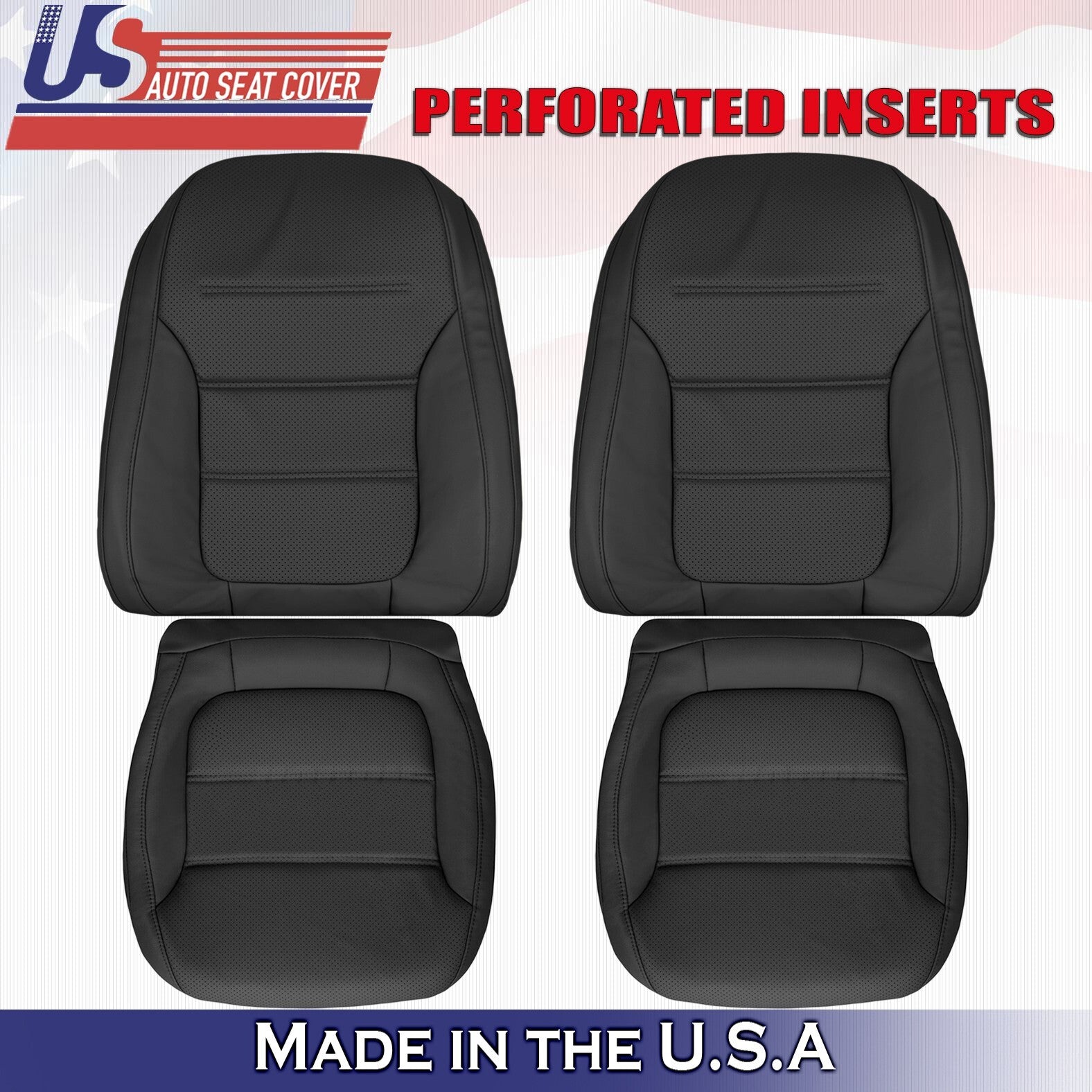 2011-2017 For Volkswagen Jetta Front Set Bottoms &Tops Leather Seat Cover Black