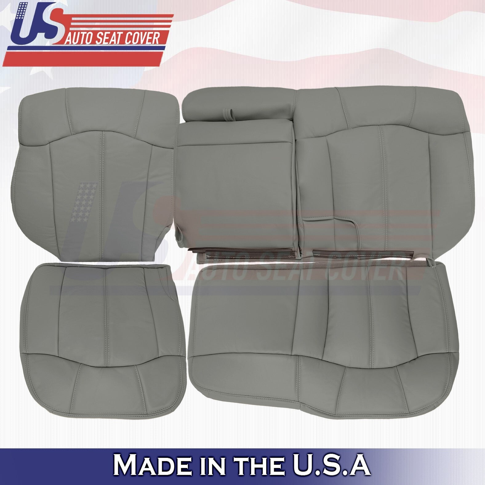 1999 to 2002 For Chevy Silverado Rear Driver &Passenger Top Leather Covers Gray
