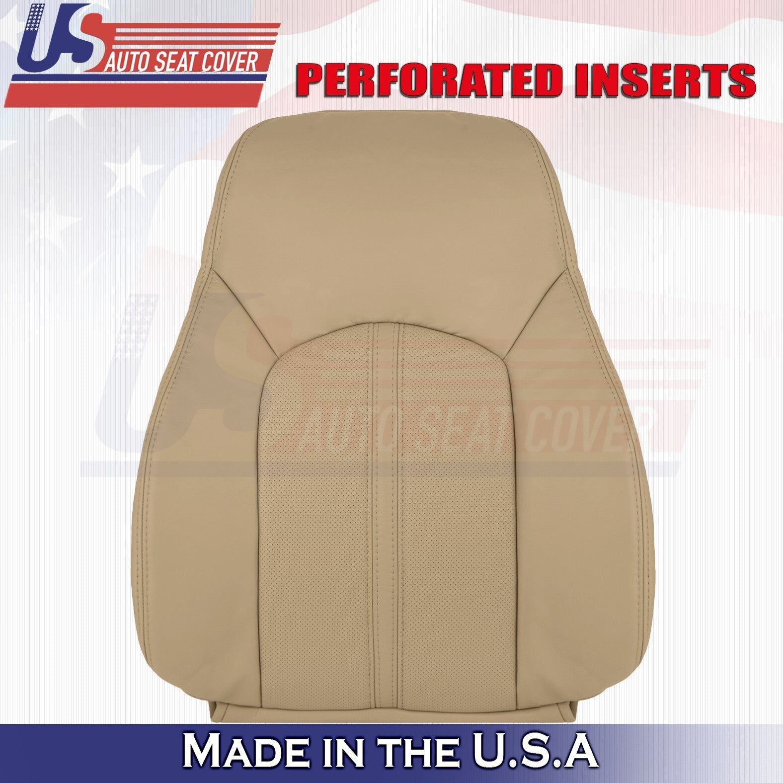 2008 to 2013 For Cadillac CTS Front Driver Top & Bottom Leather Seat Covers Tan
