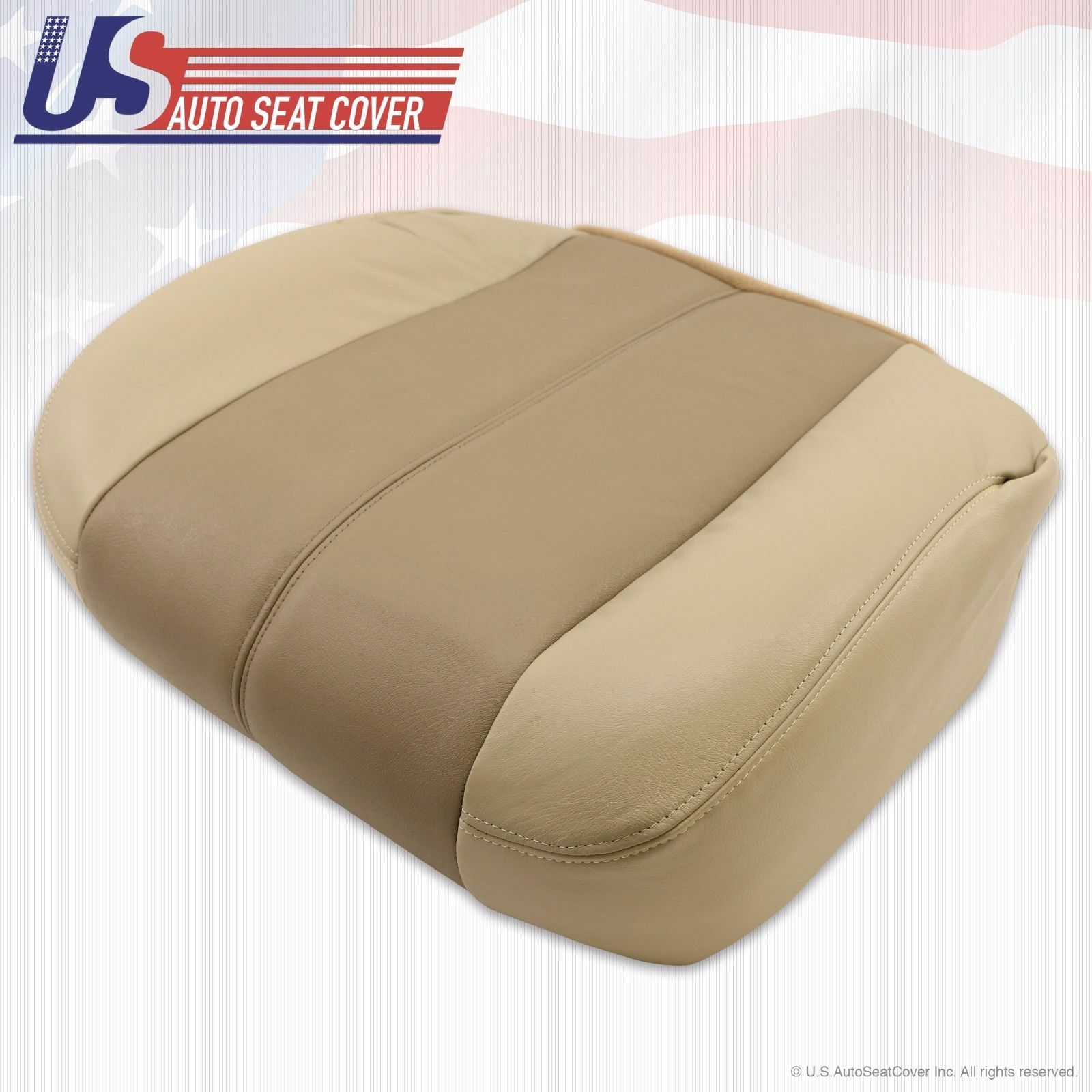 2001 GMC Yukon Denali Driver & Passenger Bottom Leather Seat Cover Two-Tone Tan