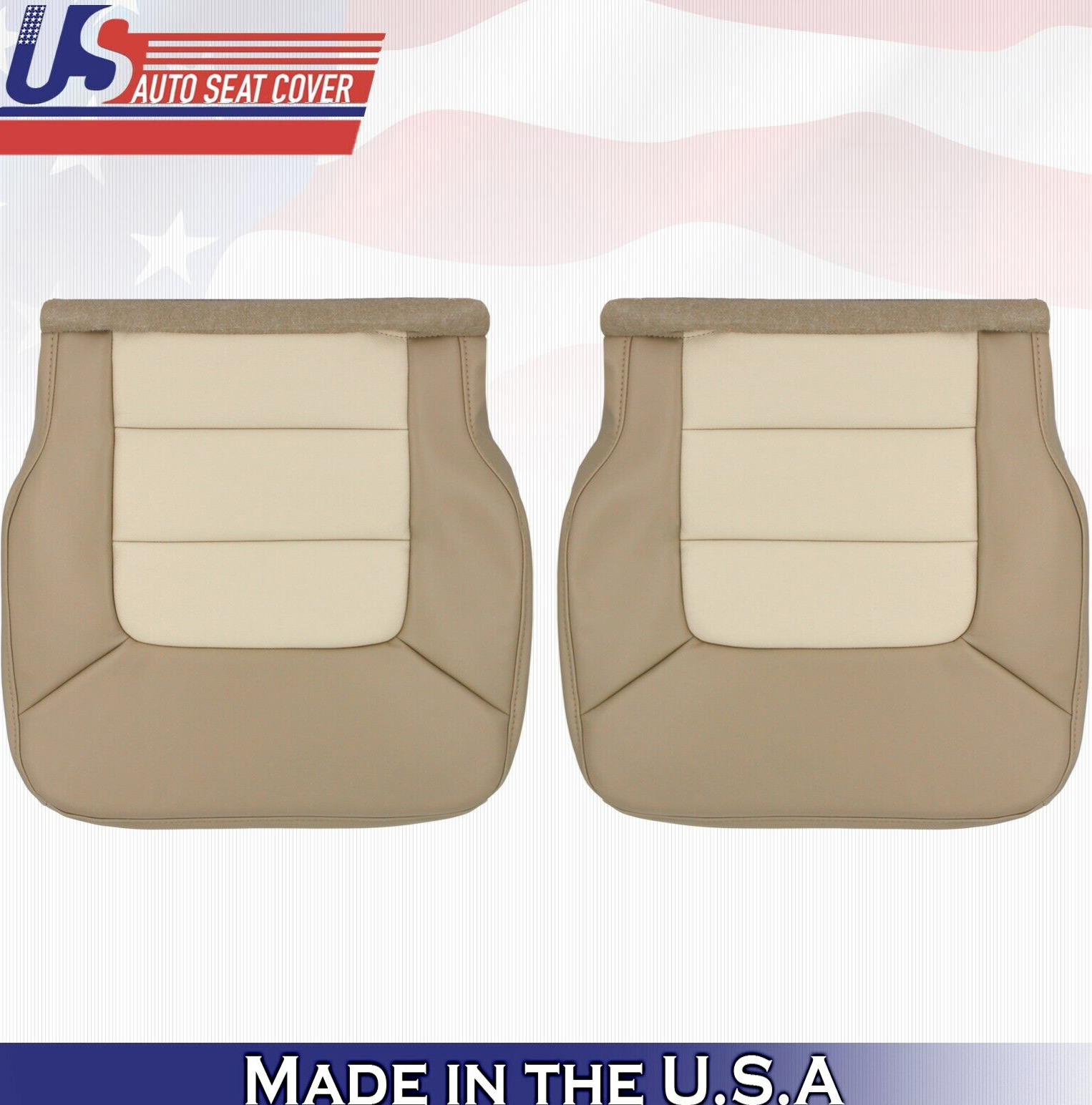 2005 For Ford Expedition 2nd Row Driver & Passenger 2 Bottom Leather Covers Tan