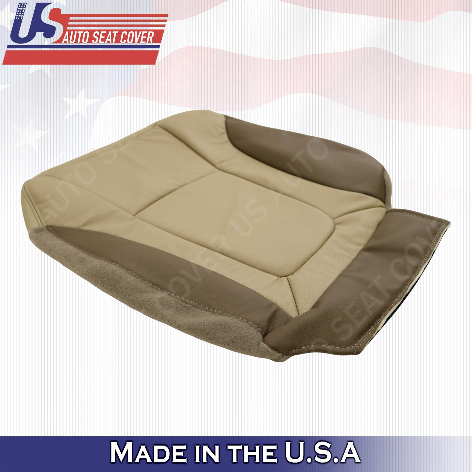2002 to 2004 Chevy Trailblazer - Passenger Bottom Leather Seat Cover 2-Tone Tan